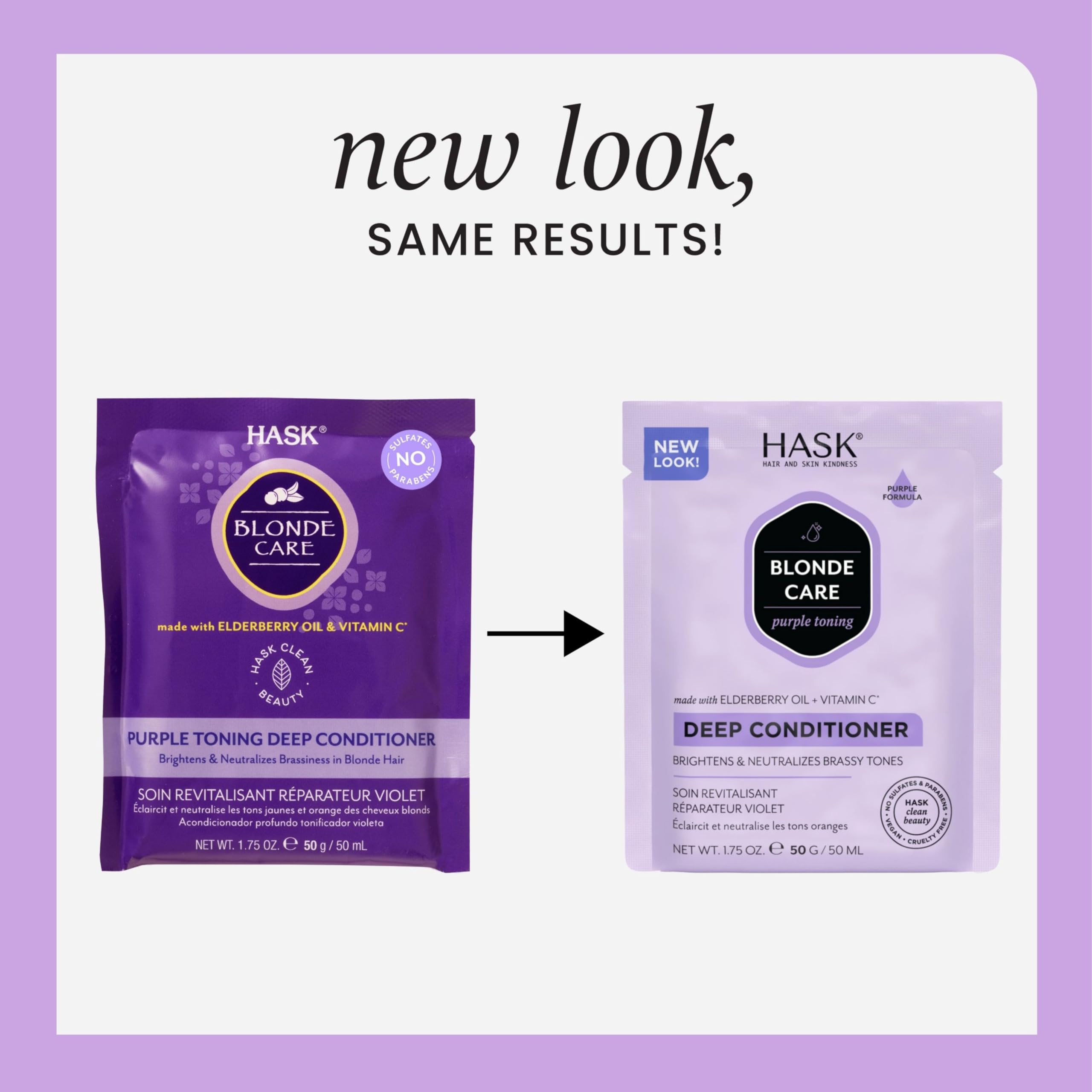 HASK Blonde Care Deep Conditioner Treatment with Elderberry Oil & Vitamin C for Brassy Tones 4