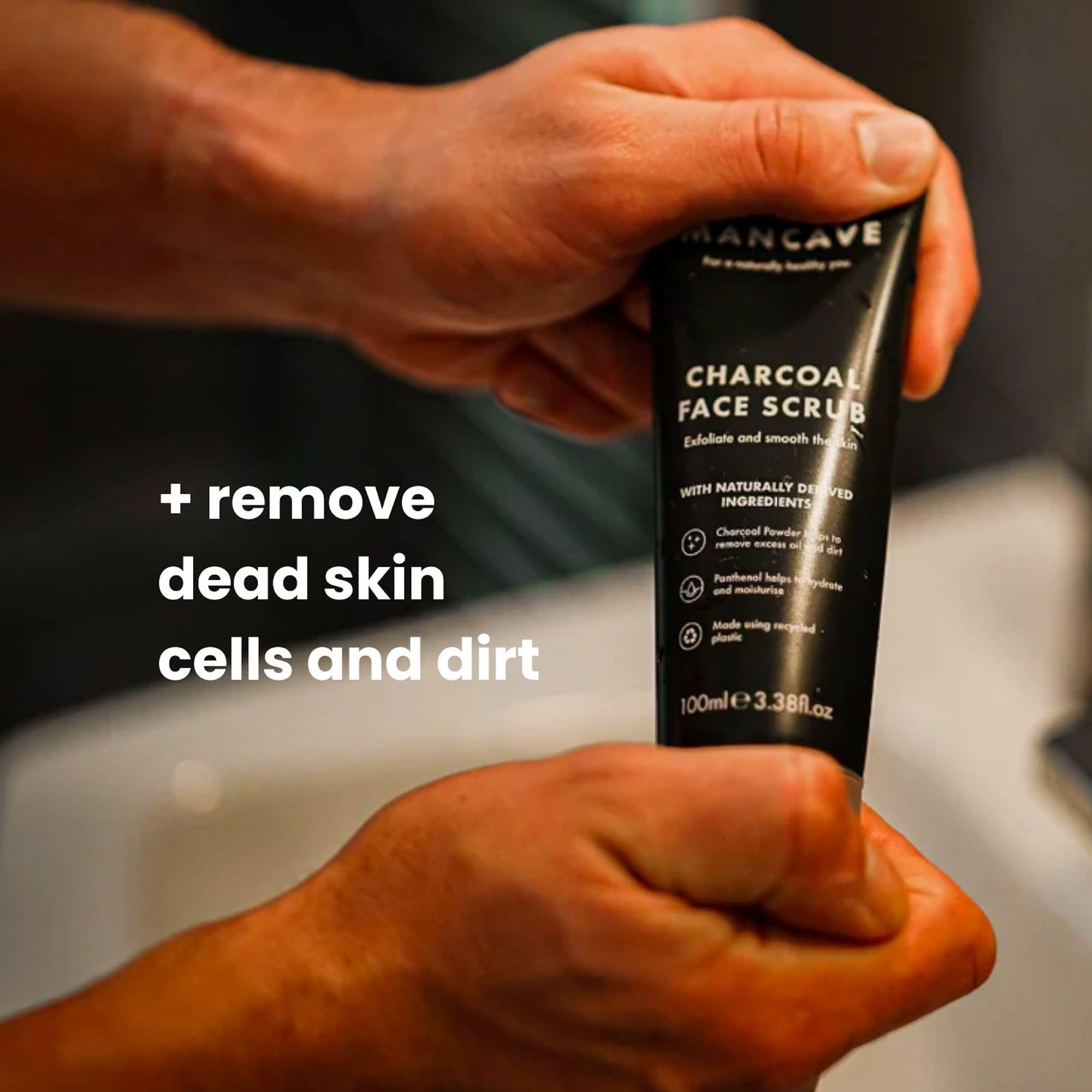ManCave Charcoal Face Scrub for Men - Deep Cleansing & Exfoliation 100ml