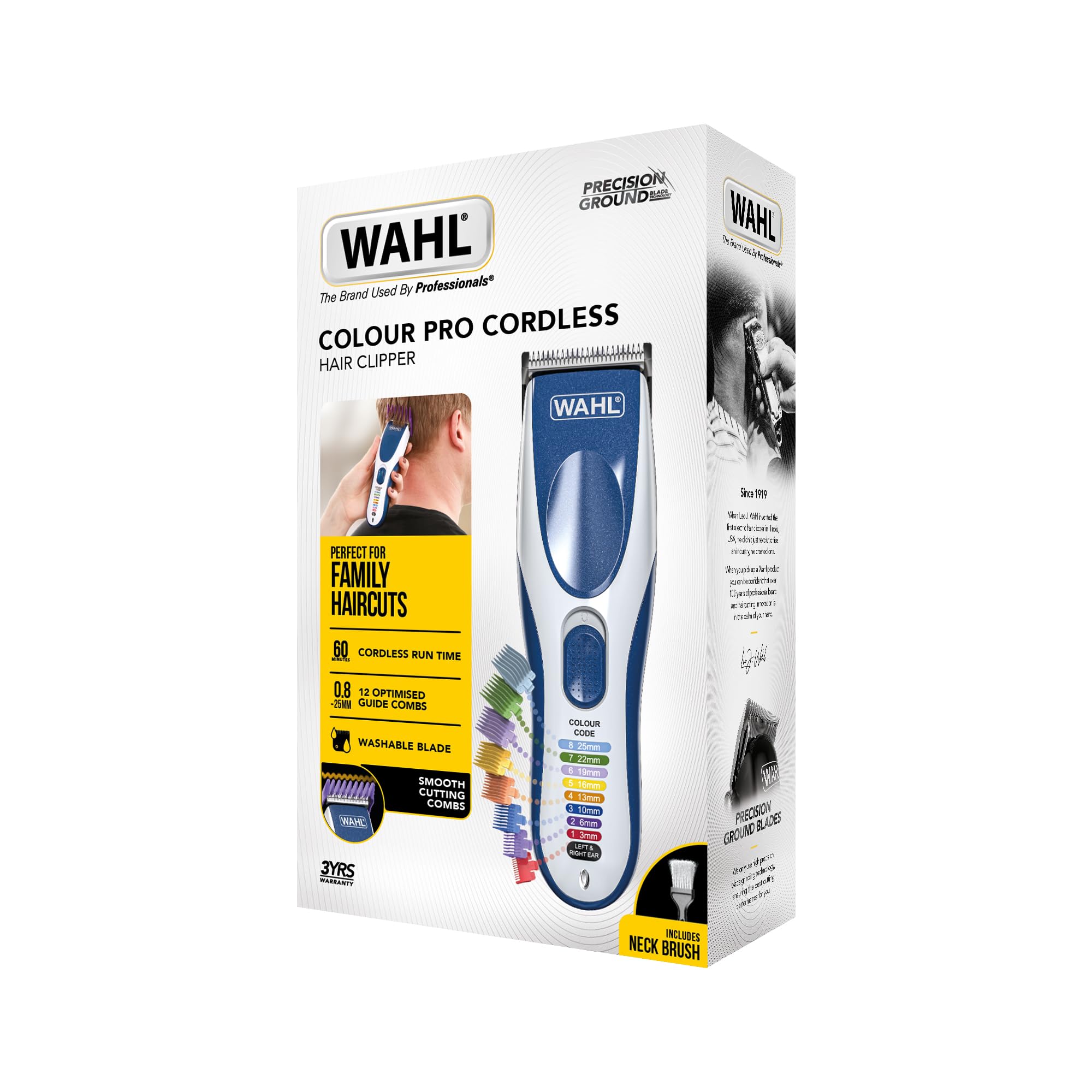 Wahl Colour Pro Cordless Clipper Haircutting Kit with 12 Coloured Guide Combs 8