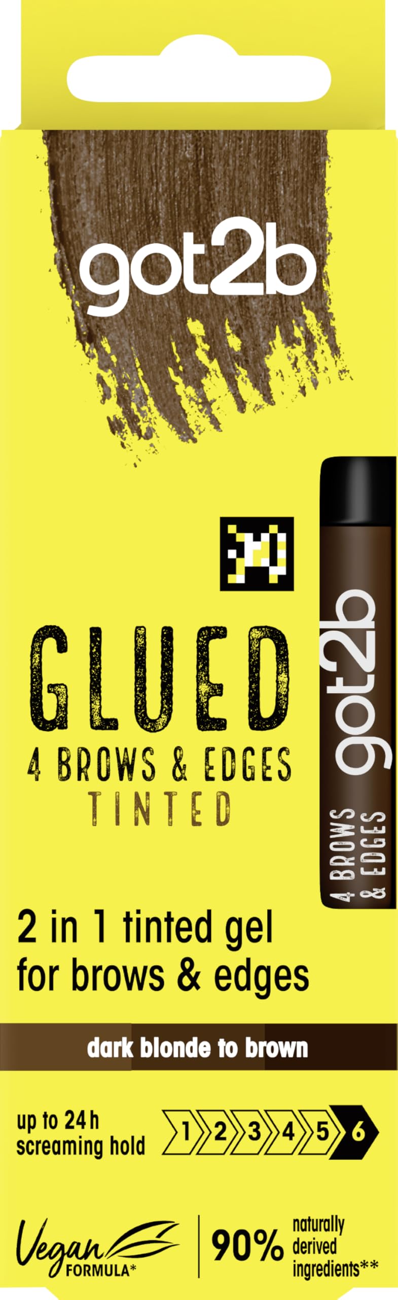 got2b Glued 4 Brows &amp; Edges Tinted Gel 2 in 1 16ml, Aufbaubare Farbe Dunkelbraun