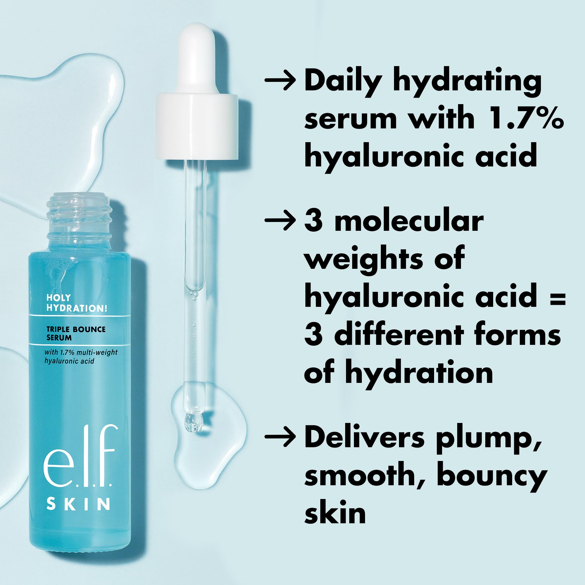 elf SKIN Holy Hydration! Triple Bounce Serum, 1,7 % Hyaluronsäure-Serum 4