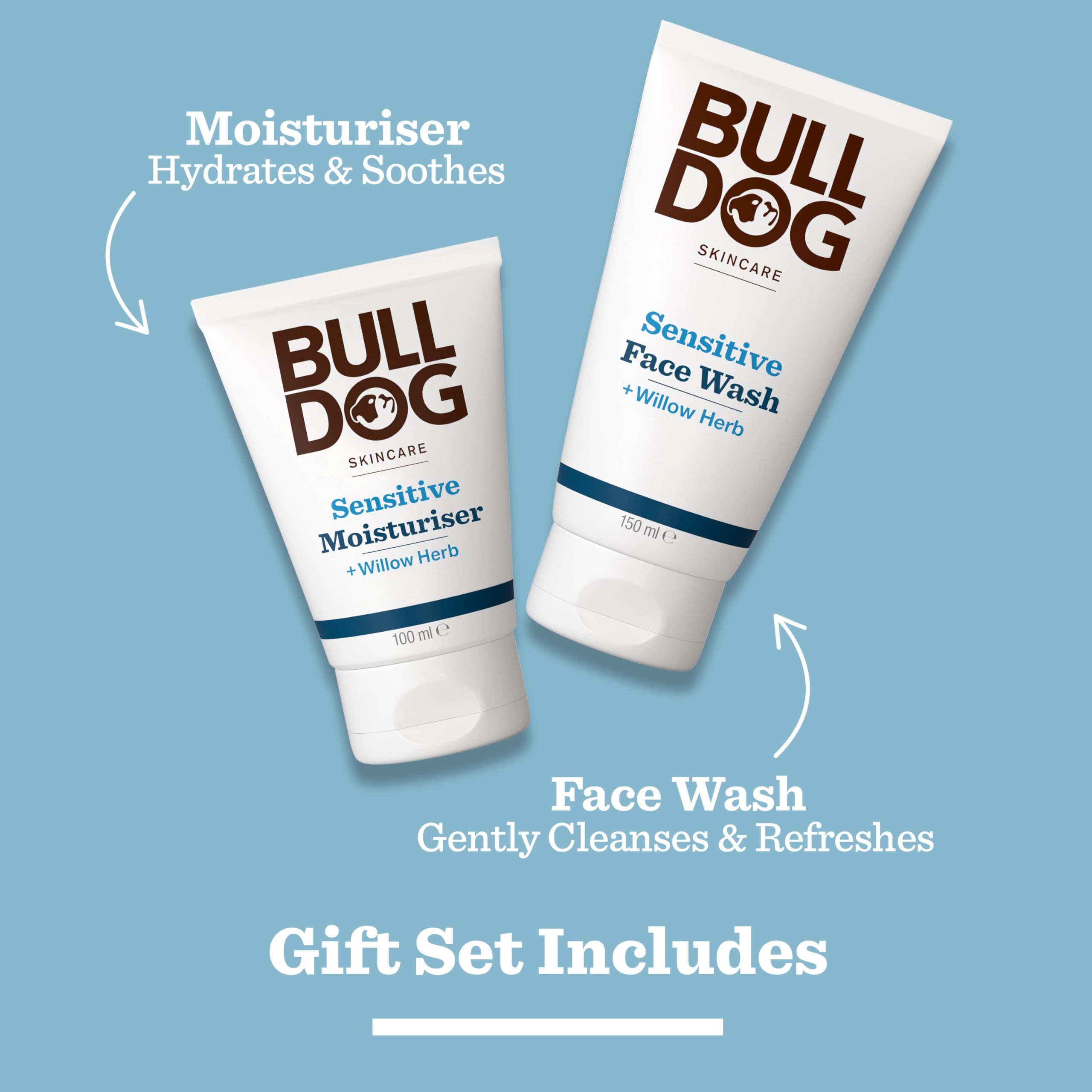 BULLDOG Skincare Sensitive Duo Gift Set: Face Wash & Moisturiser for Men