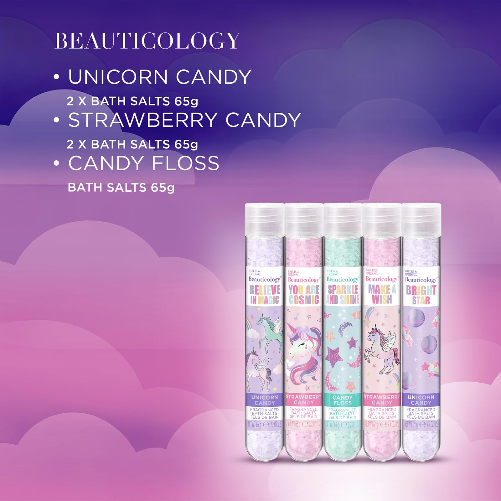 Baylis & Harding Beauticology Cosmic Sprinkled with Love Vegan Bath Salts Gift Set 3