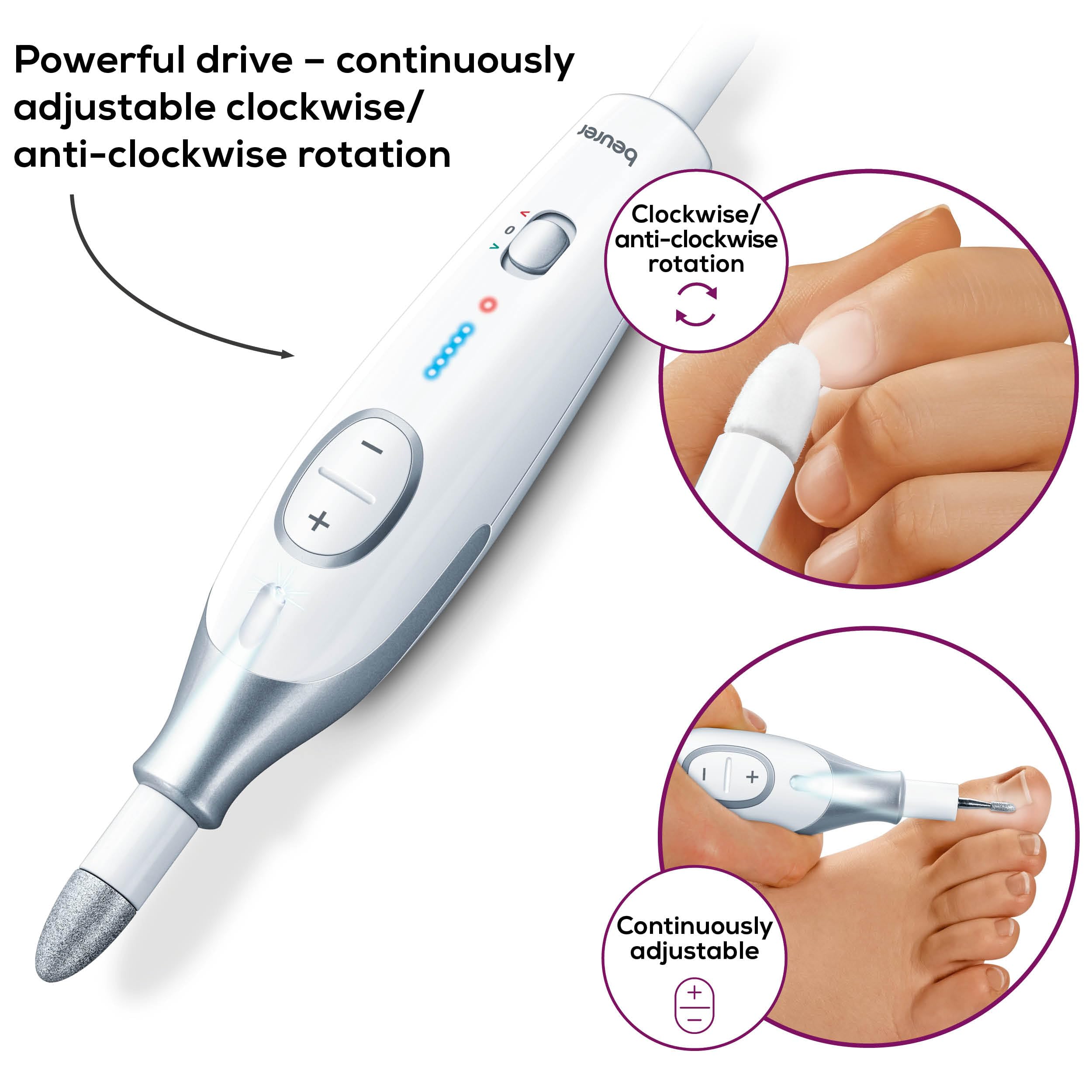 Beurer MP42UK Pediküre- und Maniküre-Set, professionelles Nagelpflege-Set mit 7 Aufsätzen 4