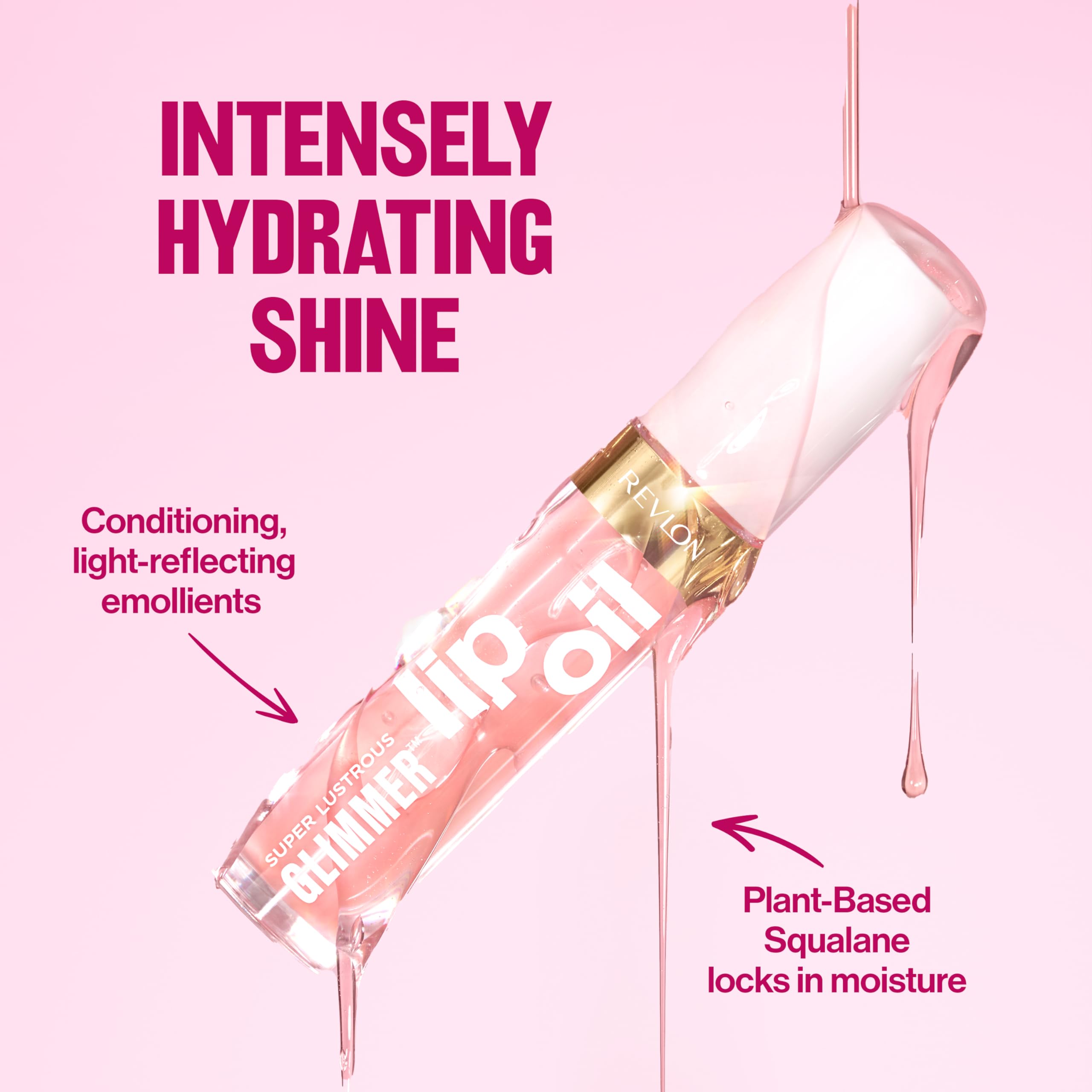 Revlon Super Lustrous Glimmer Lip Oil - Hydrating Gloss with Plant-Based Squalane 5