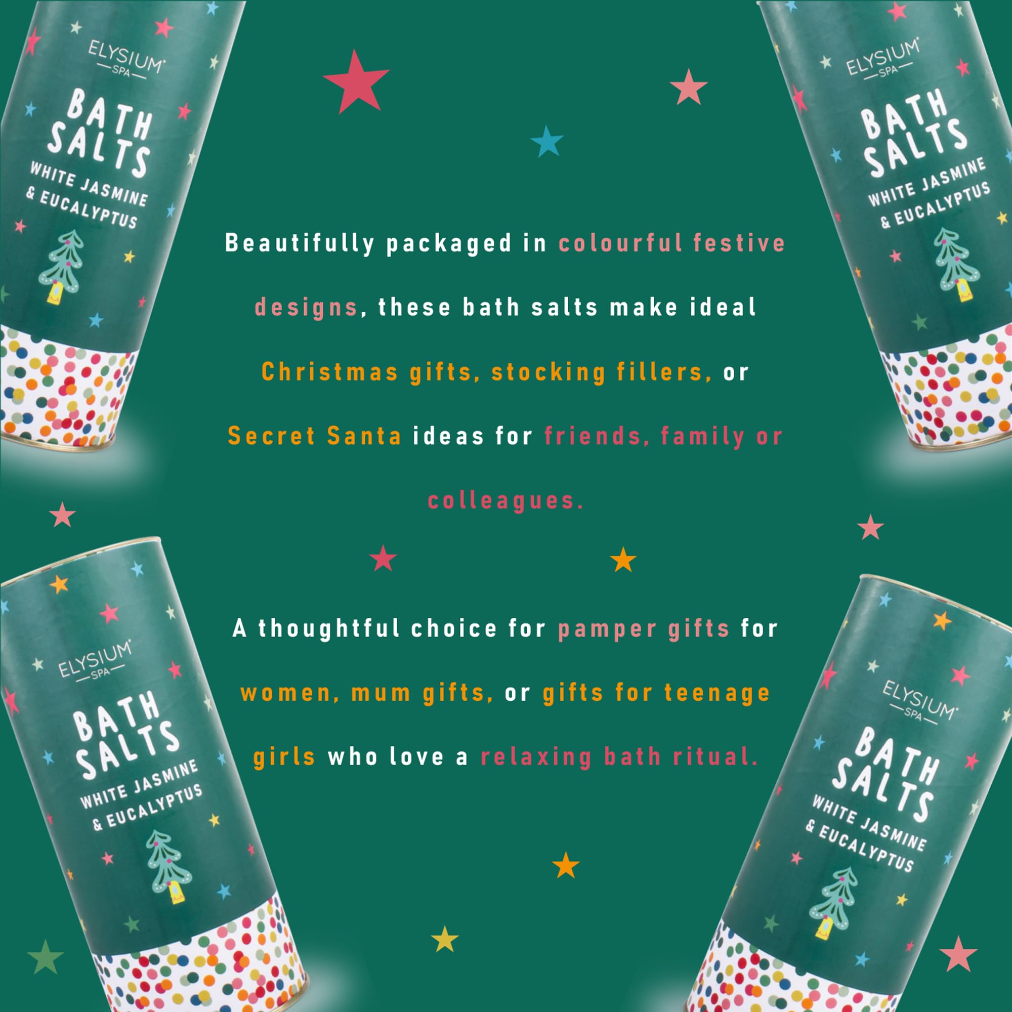 Elysium Spa Festive Bath Salts (600g) - Bergamot, Vetiver, Jasmine & Eucalyptus 7