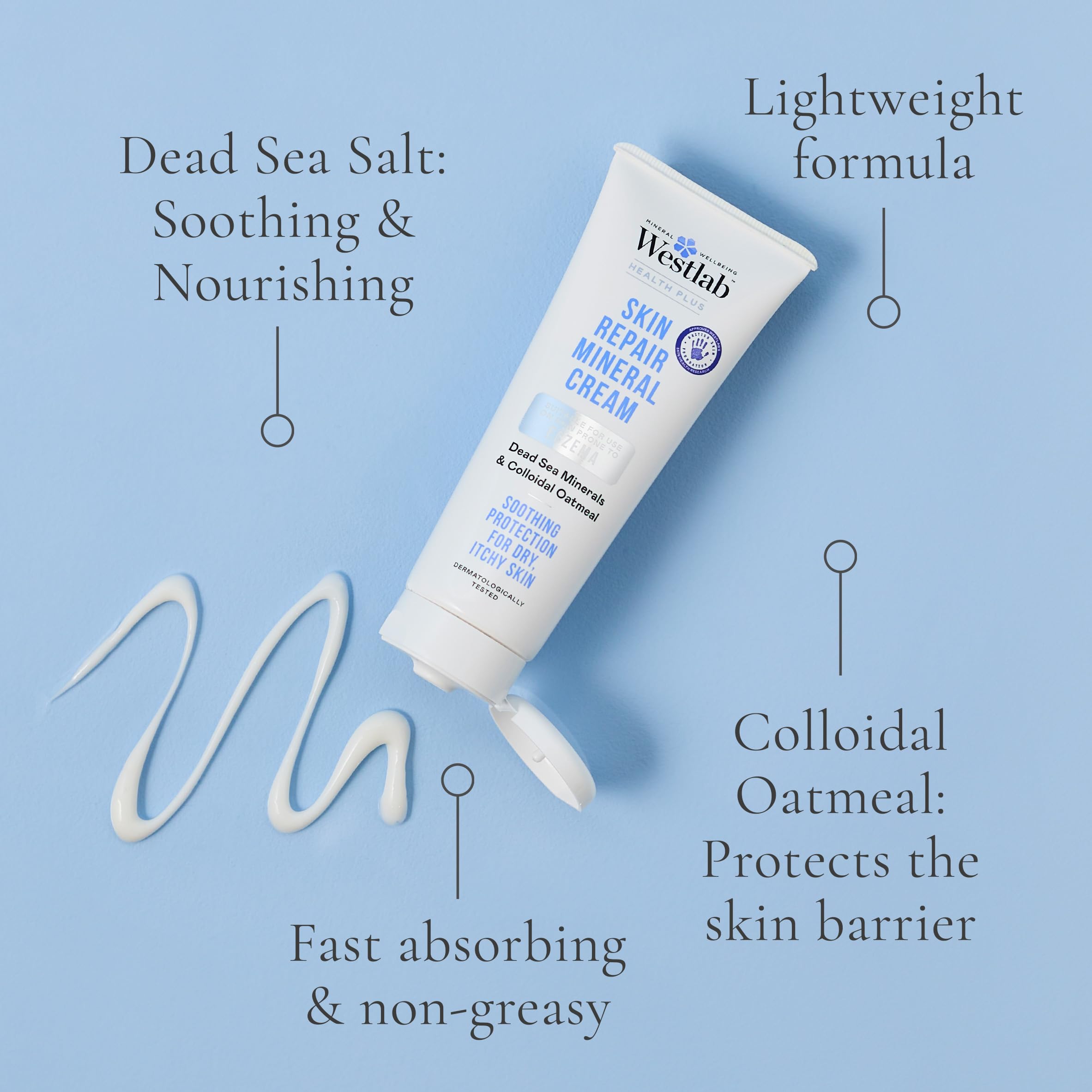 Westlab Skin Repair Mineral Cream with Dead Sea Salt & Colloidal Oatmeal for Eczema Prone Skin