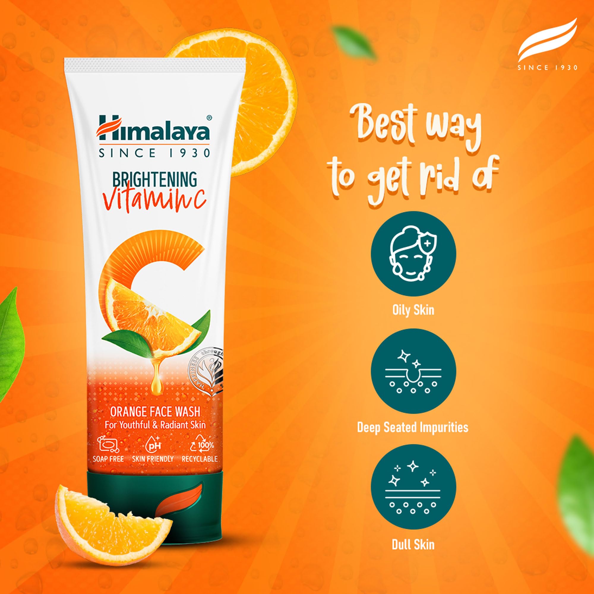 Himalaya Brightening Vitamin C Orange Face Wash Cleanser for Dull Skin 100ml 5