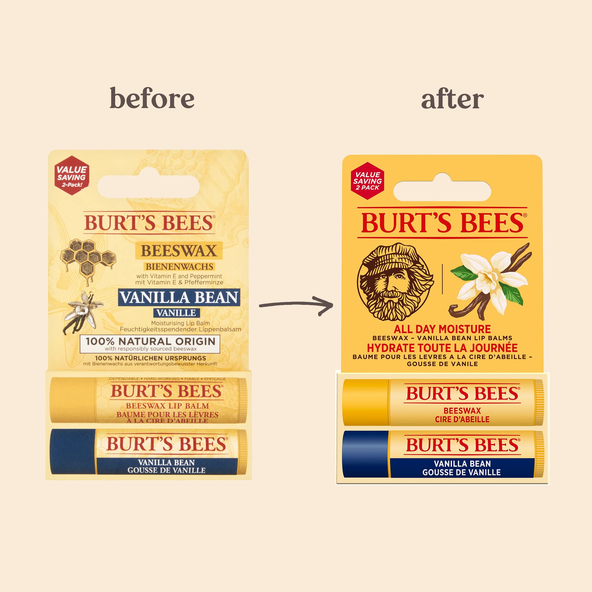 Burt's Bees Lip Balm Value Set: Beeswax & Vanilla Bean Duo for All Day Moisture 3