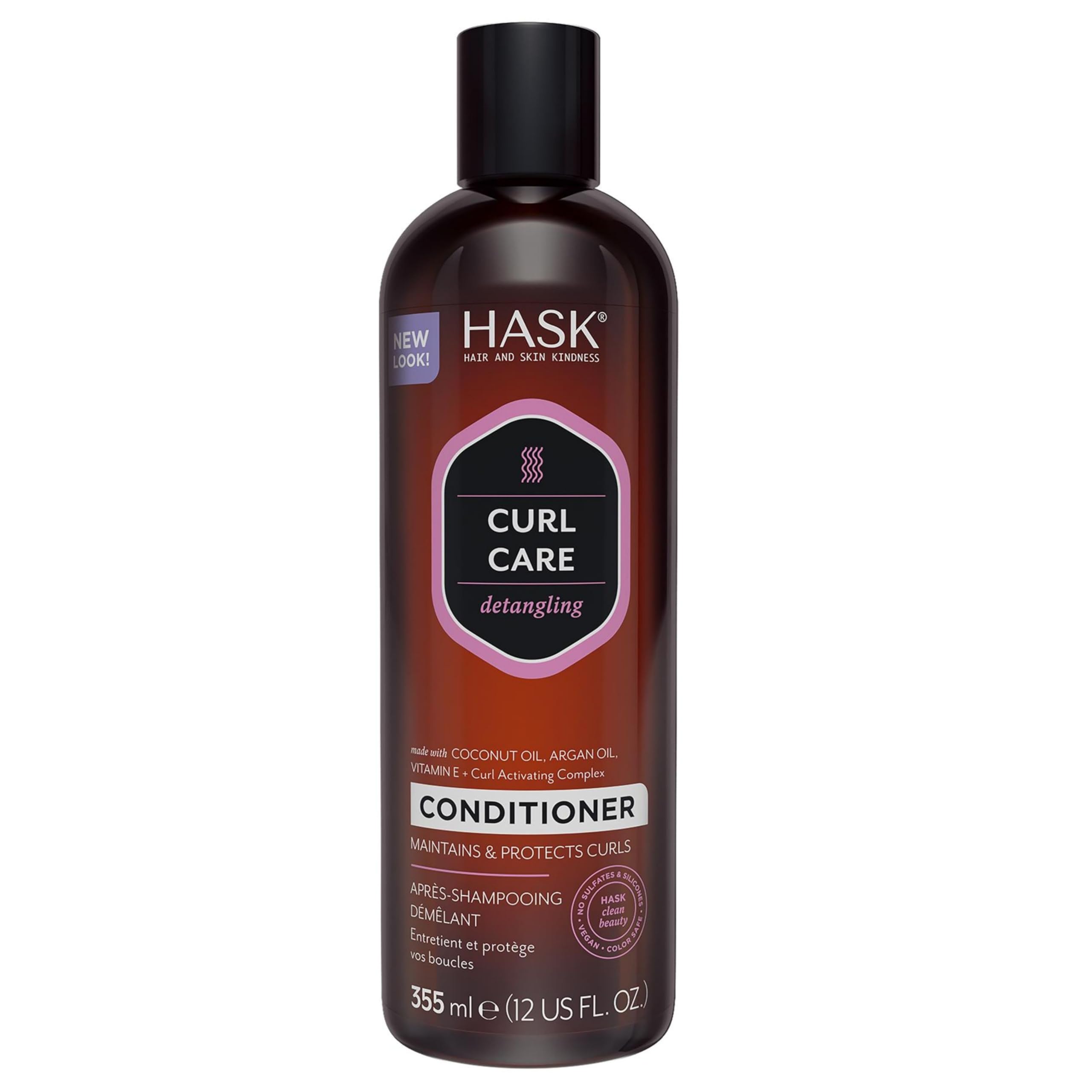 HASK Curl Care Detangling Conditioner with Coconut Oil, Argan Oil & Vitamin E