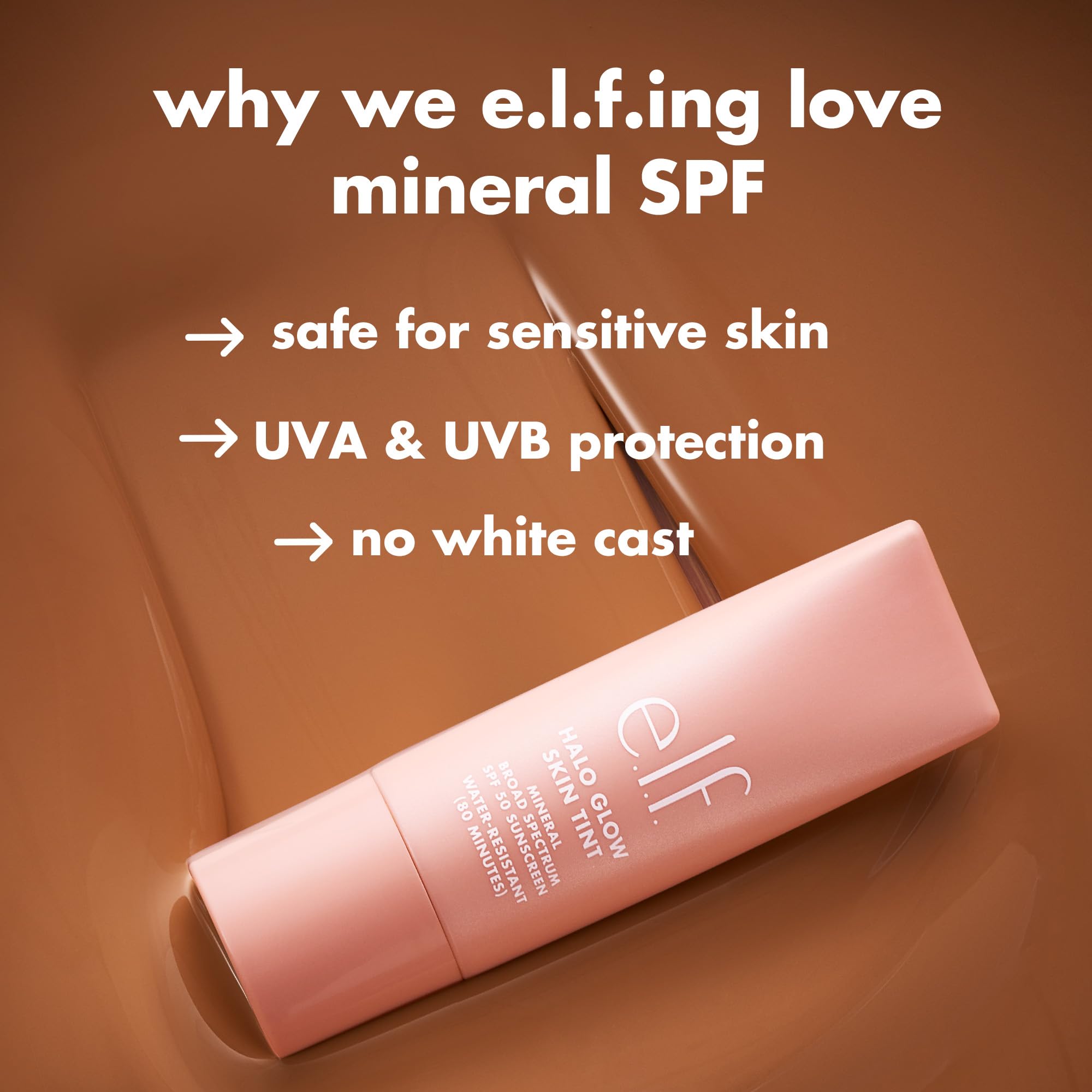elf Halo Glow Skin Tint SPF 50, getönte Feuchtigkeitscreme für leichte, aufbaubare Deckkraft, verleiht einen natürlichen Glow, vegan und tierversuchsfrei, 8 Medium Neutral 4