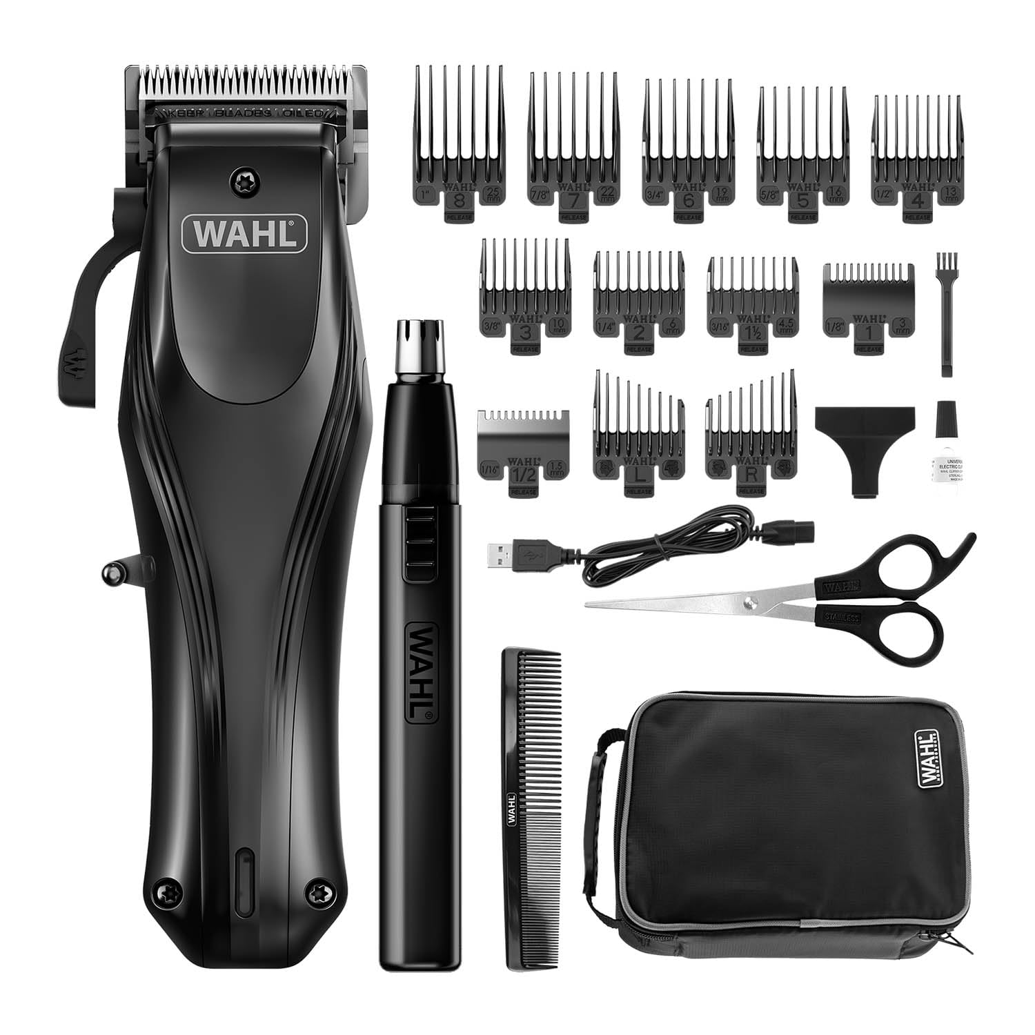 Wahl Rapid Clip Hair Clipper with USB Rechargeable Power and Ear/Nose Trimmer