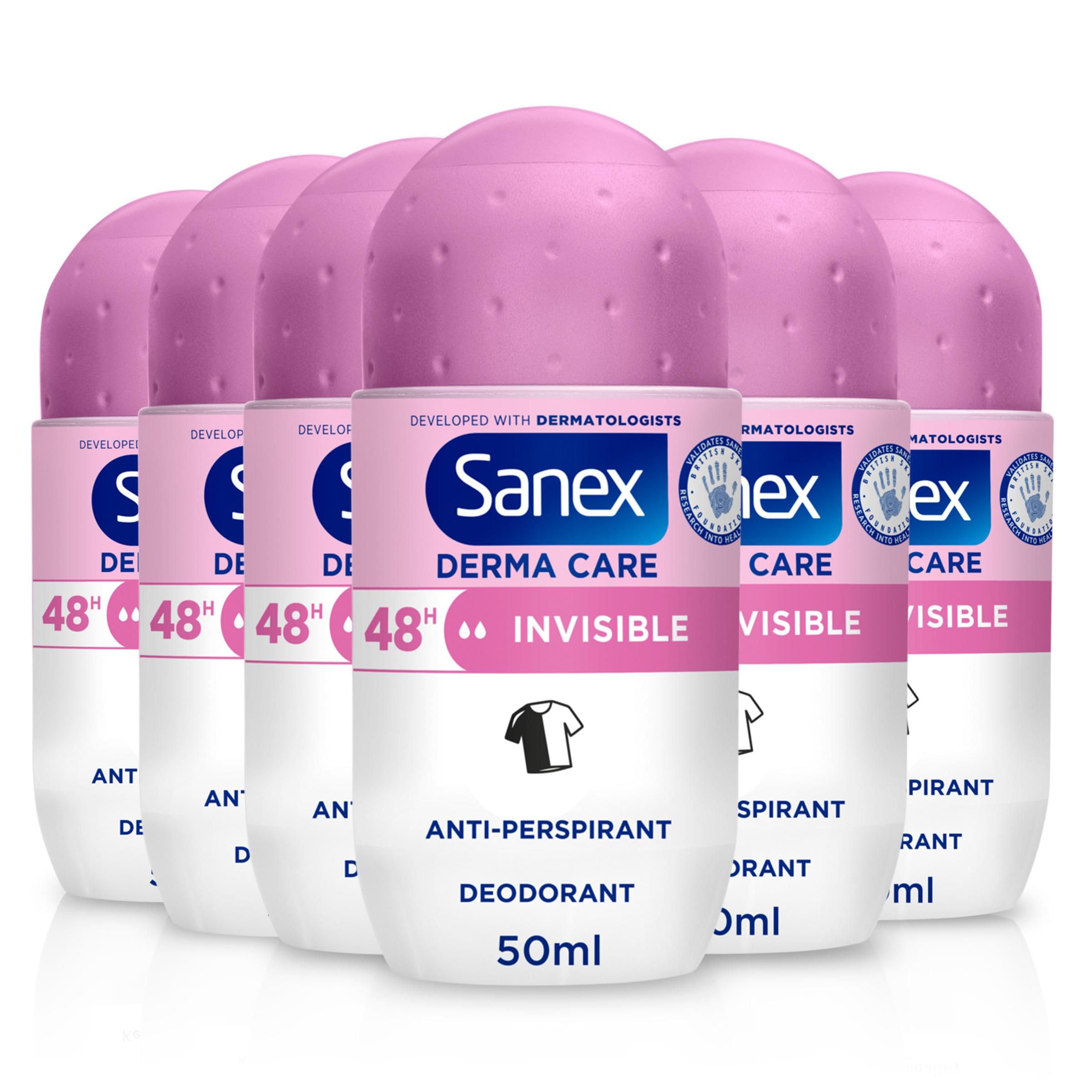 Sanex Derma Care Invisible 48-Hour Antiperspirant Roll-On Deodorant 6x50ml Pack