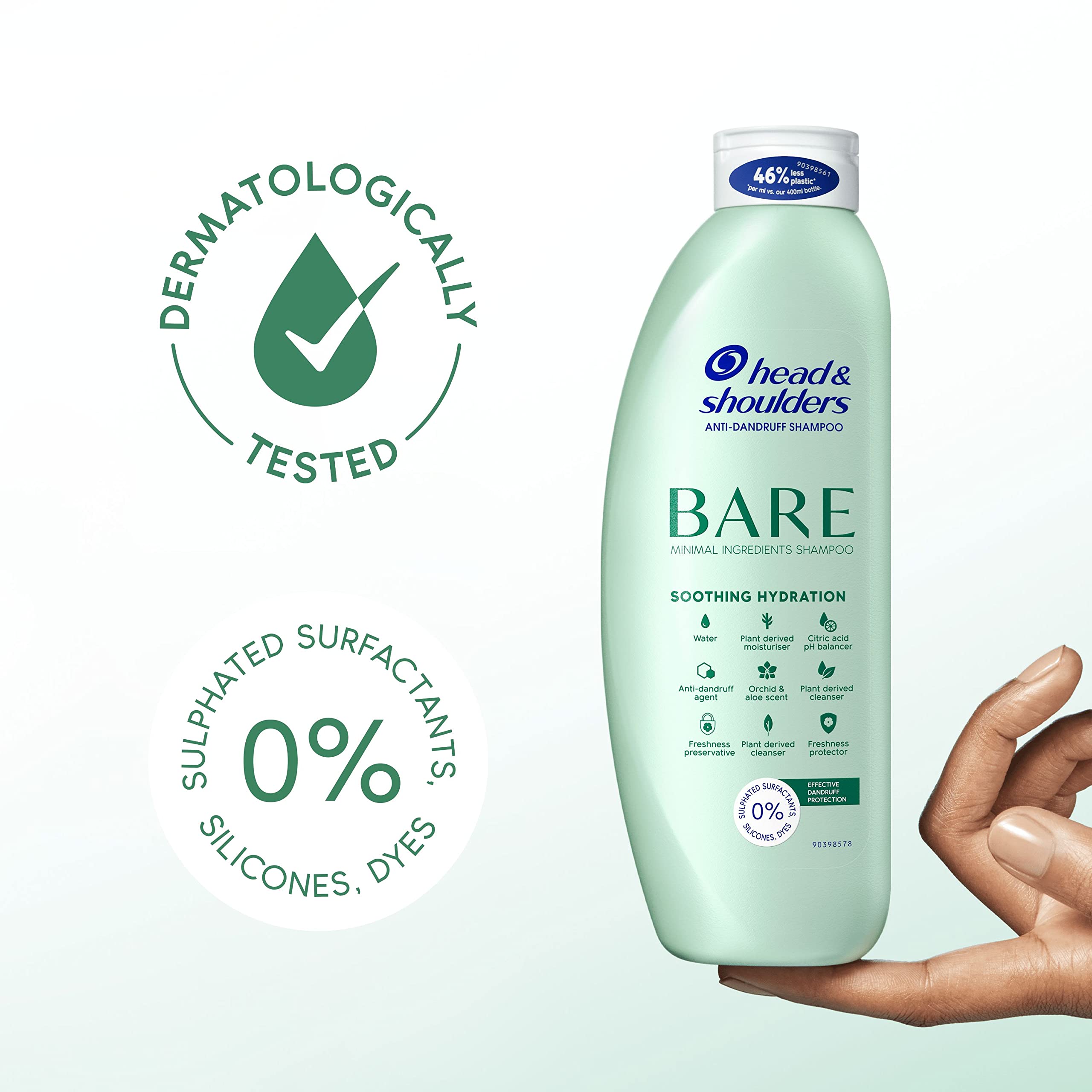 Head &amp; Shoulders Bare Beruhigendes Feuchtigkeits-Anti-Schuppen-Shampoo. Minimale Einwirkzeit. 3