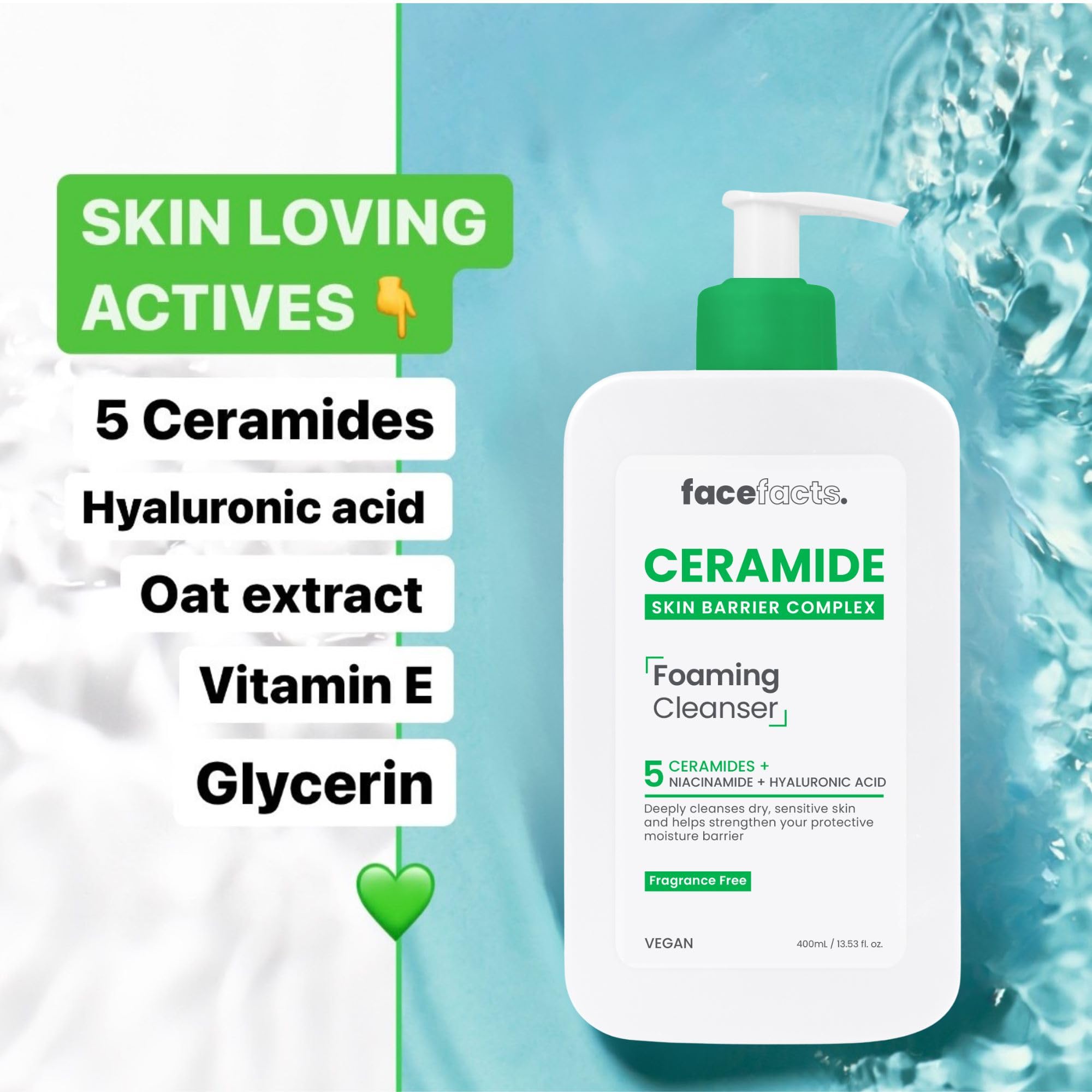 Face Facts Ceramide Foaming Cleanser mit Hyaluronsäure und Hafer für empfindliche Haut 3