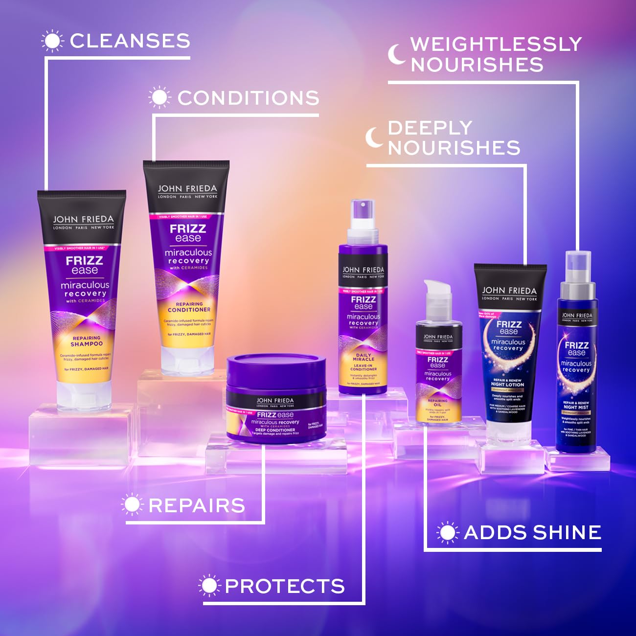 John Frieda Miraculous Repair and Renew Overnight Hair Mist for Softer, Smoother Hair 100 ml 5