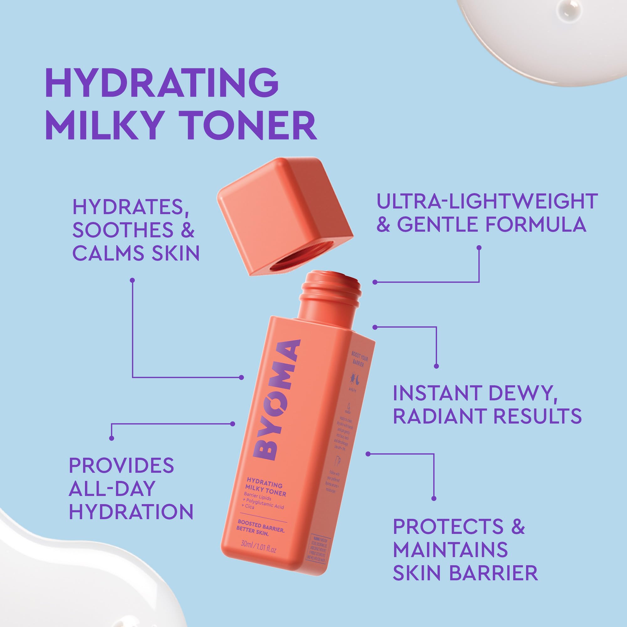 BYOMA Milky Way Hydrating Heroes (3-teiliges Set) – 30 ml Milky Toner, 60 ml Milky Way Feuchtigkeitscreme 3