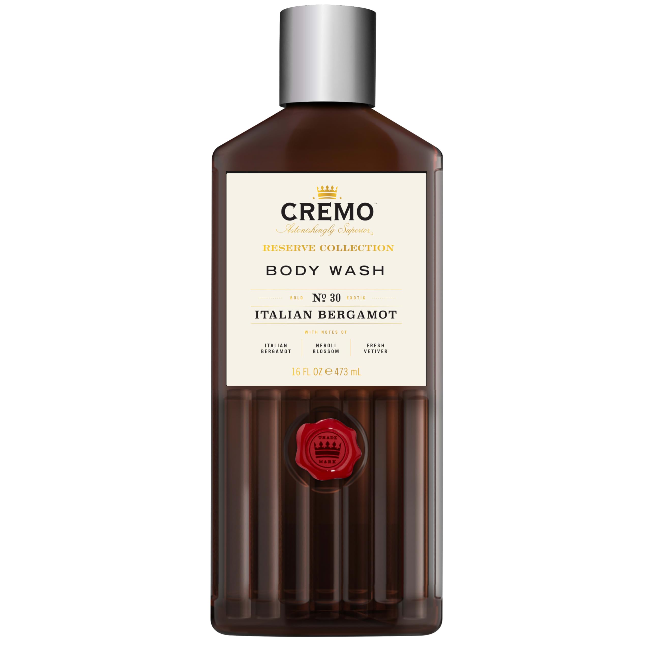 Cremo Reserve Collection Men's Body Wash with Italian Bergamot Luxury Fragrance, 473 ml