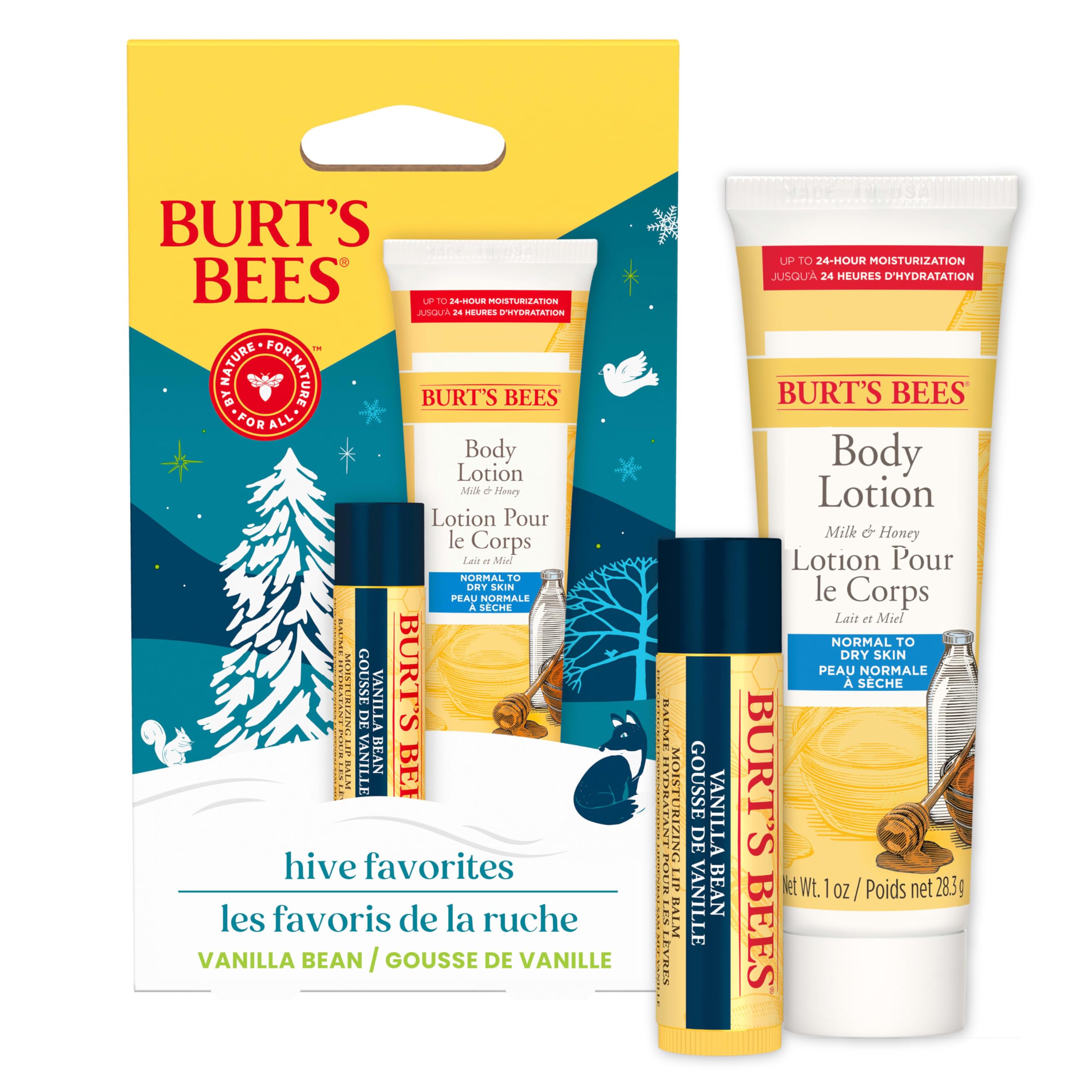 Burt's Bees Hive Favorite Gift Set: Vanilla Bean Lip Balm & Milk & Honey Body Lotion