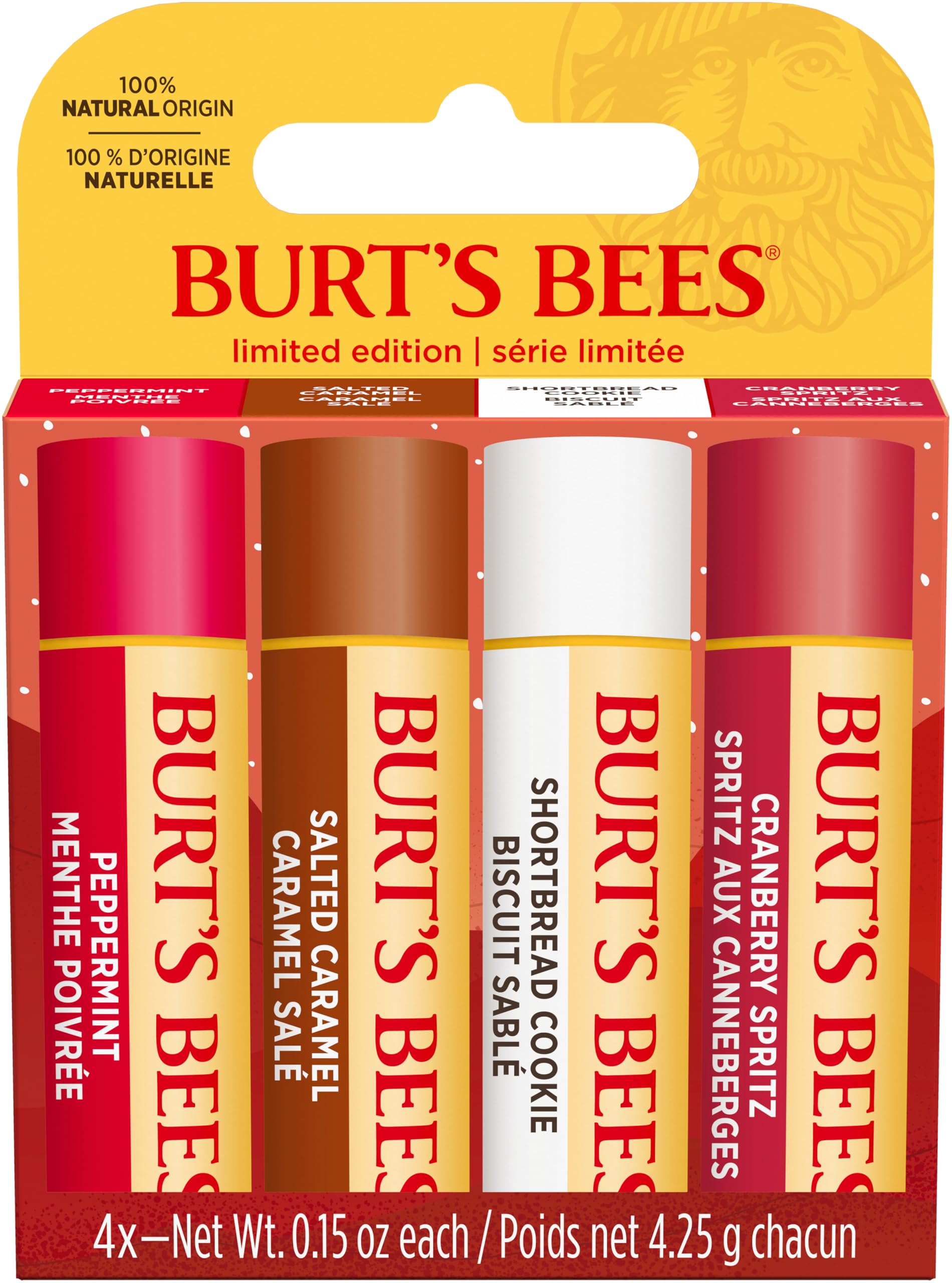 Burt's Bees Lippenbalsam-Geschenkset, Shortbread Cookie, Cranberry Spritz, Salted