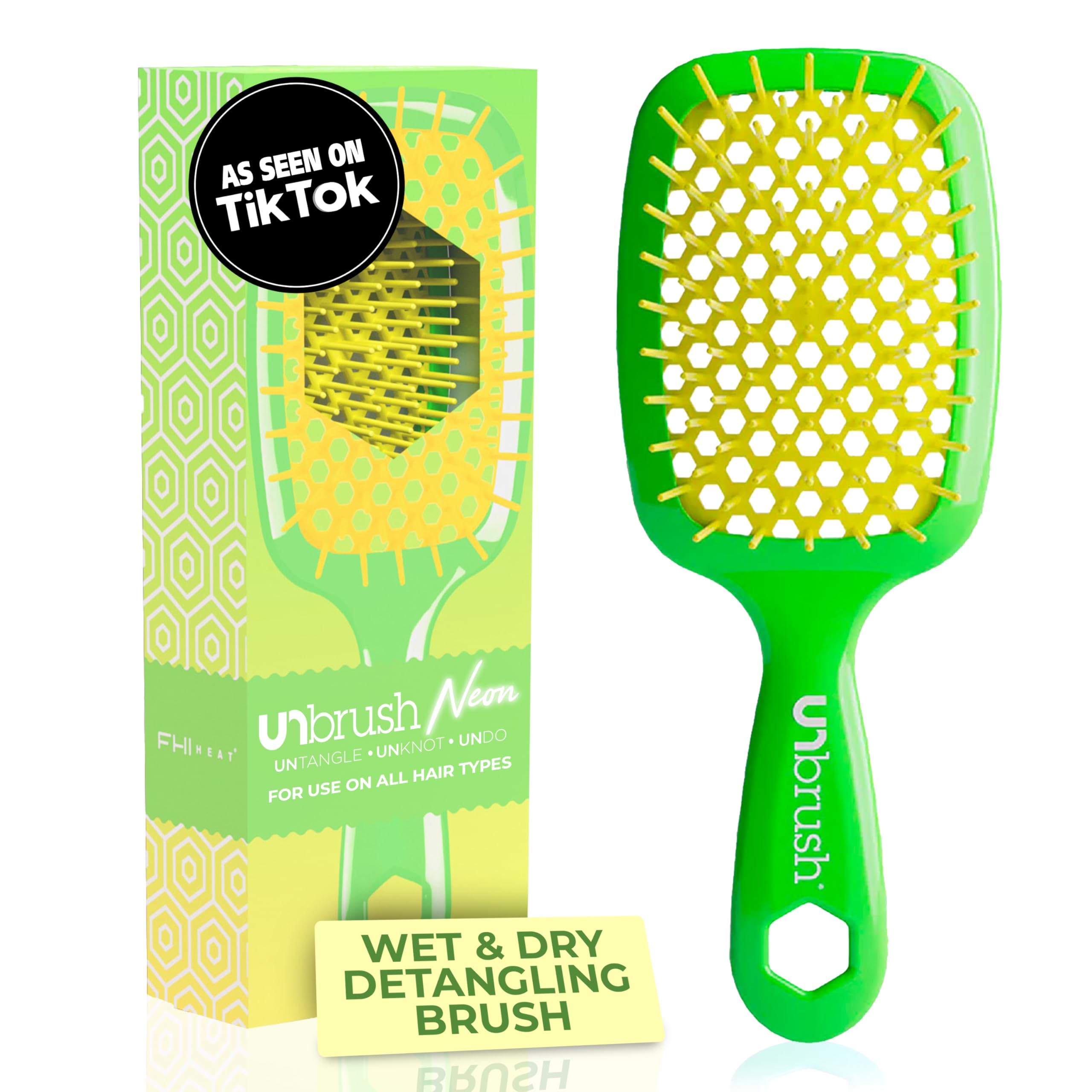 FHI Heat UNbrush Detangling Brush with DuoFlex Anti-Static Bristles for Wet or Dry Hair