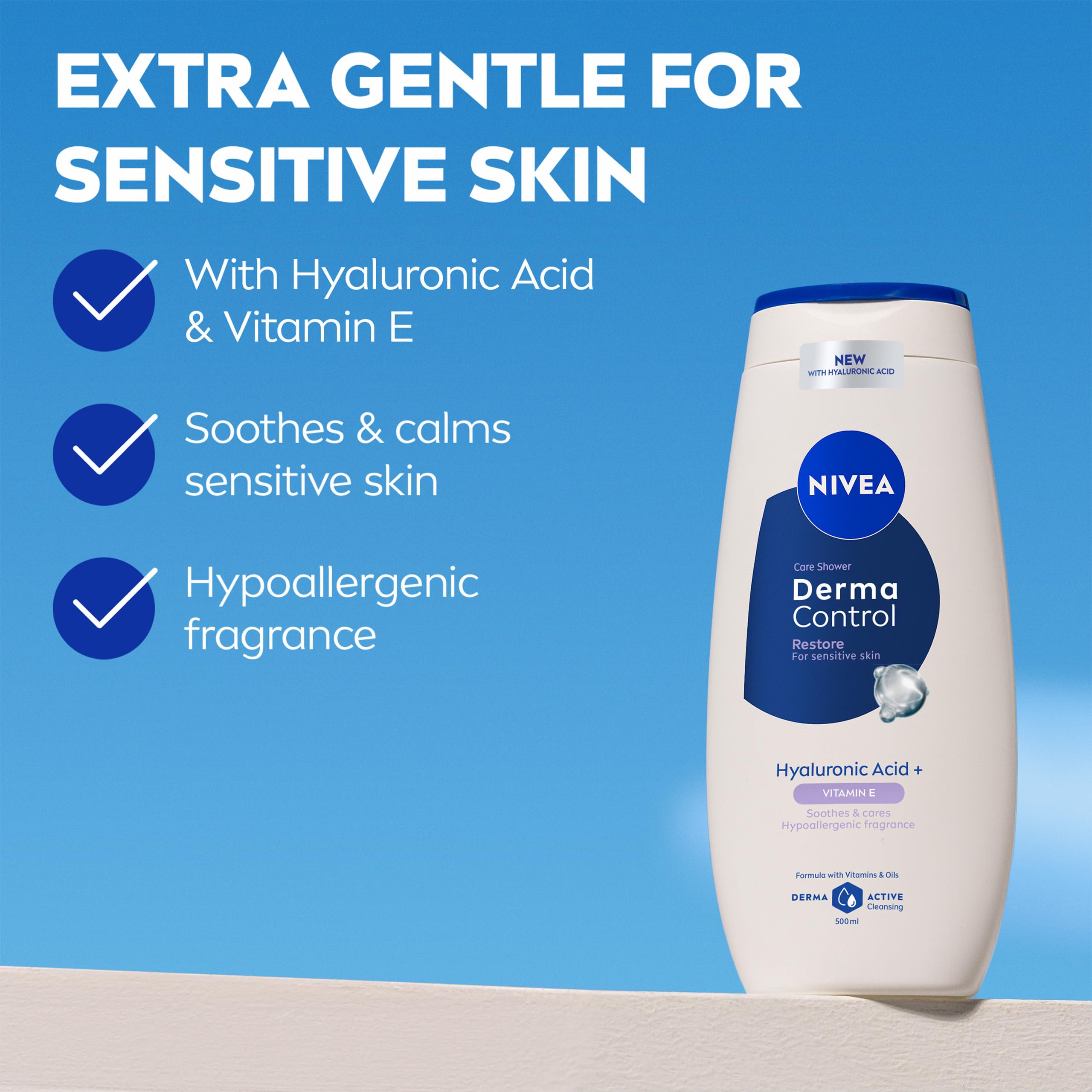 NIVEA Derma Control Restore Duschgel 500 ml, Feuchtigkeitsspendendes Duschgel mit H