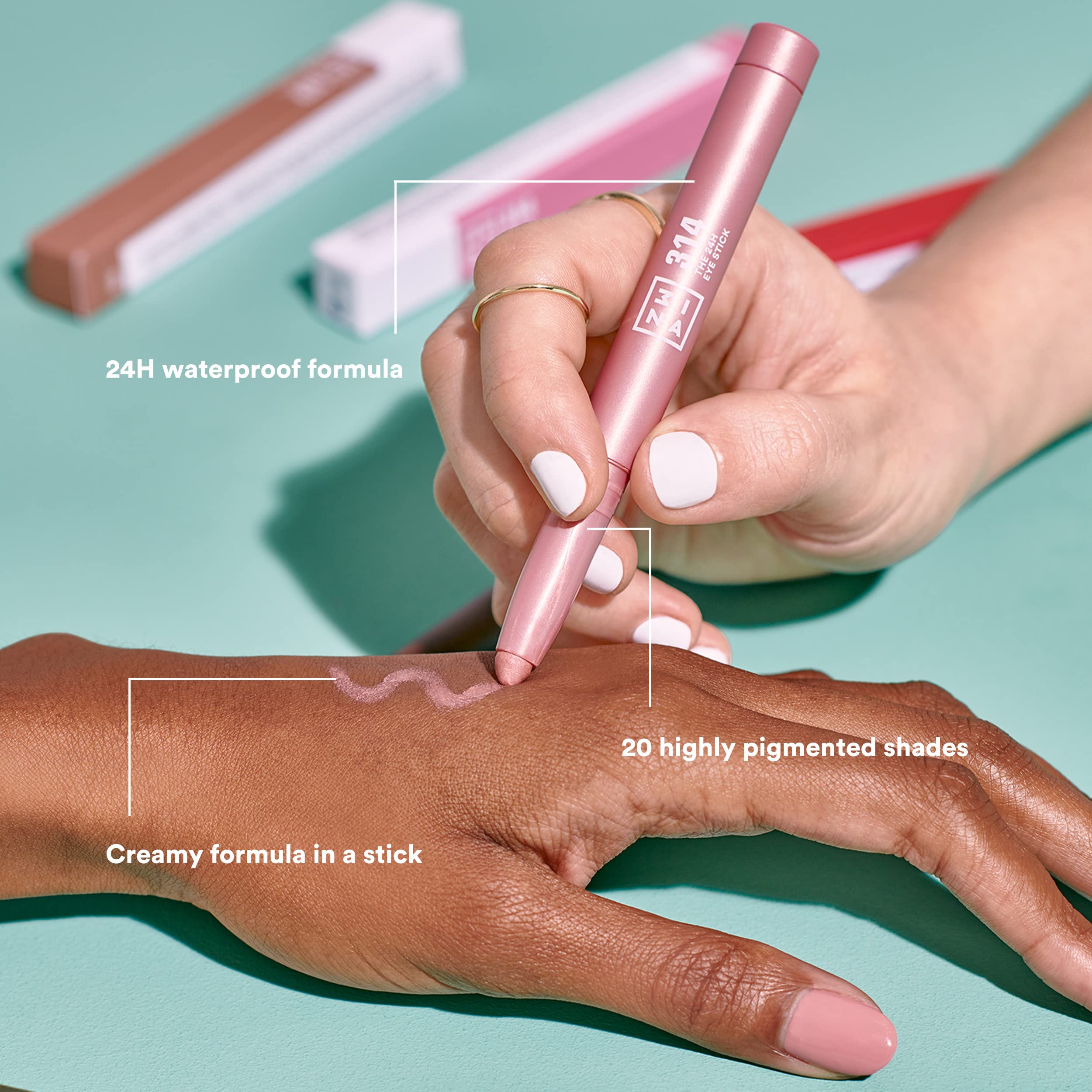 3INA The 24H Eye Stick 447 - Purple Creamy Waterproof Eyeshadow for Liner or Shadow 3