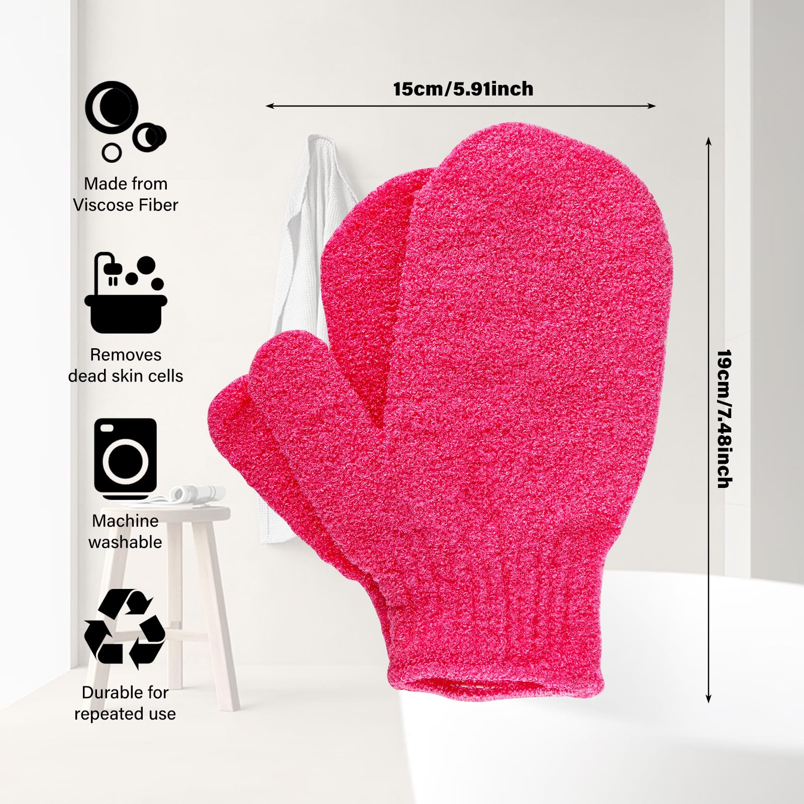 Lafefe 2pcs Exfoliating Shower Gloves Mitts for Dead Skin Removal and Ingrown Hair