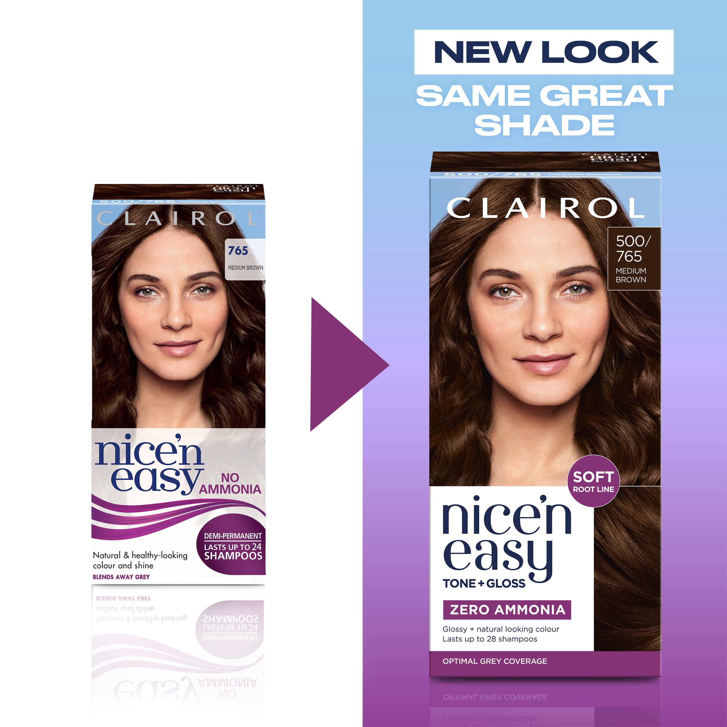 Clairol Nice'n Easy Tone+Gloss Semi-Permanente Haarfarbe - 500/765 Mittelbraun