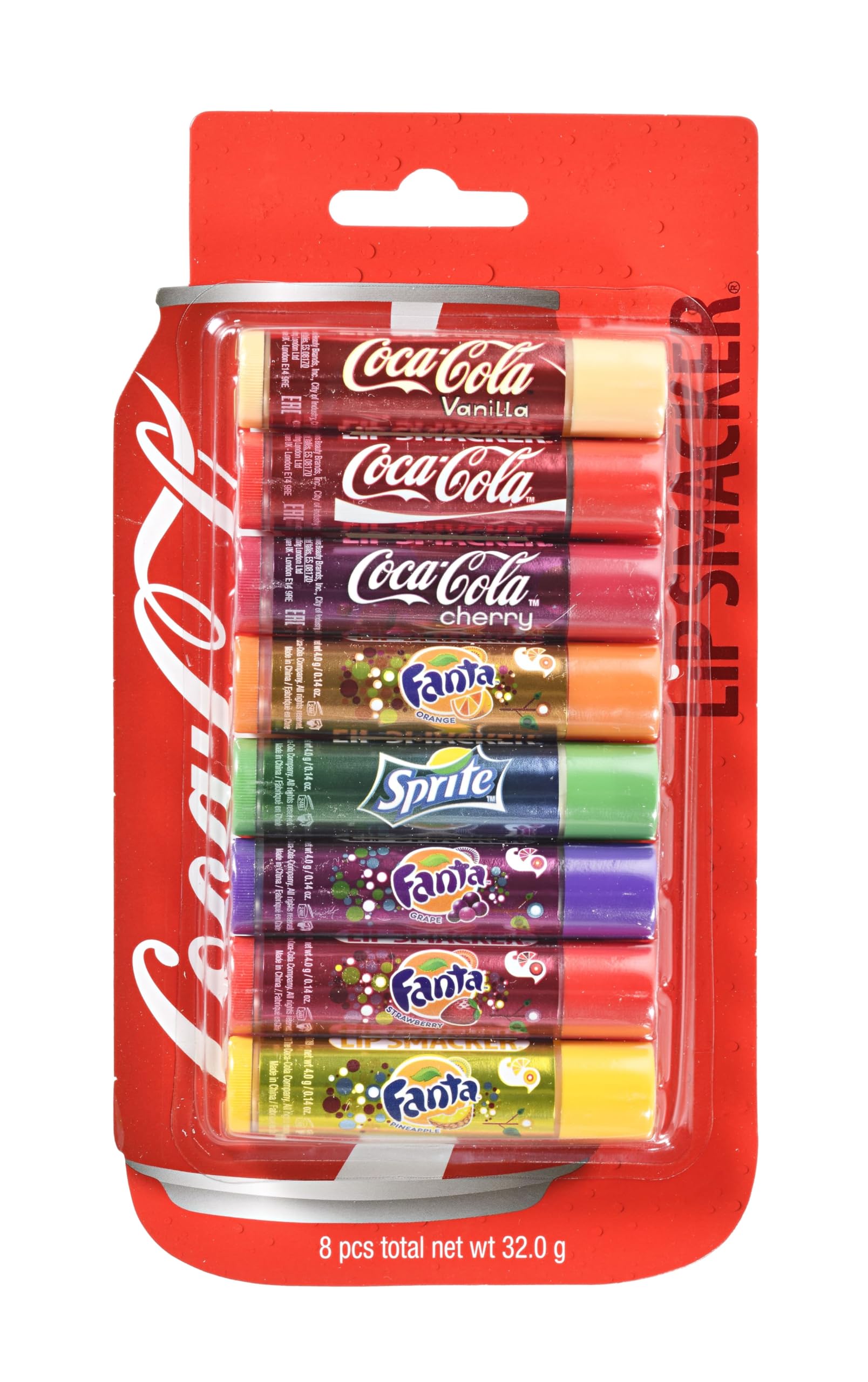 Lip Smacker Coca Cola Party Pack, Set mit 8 verschiedenen Lippenbalsamen mit authentischem 1