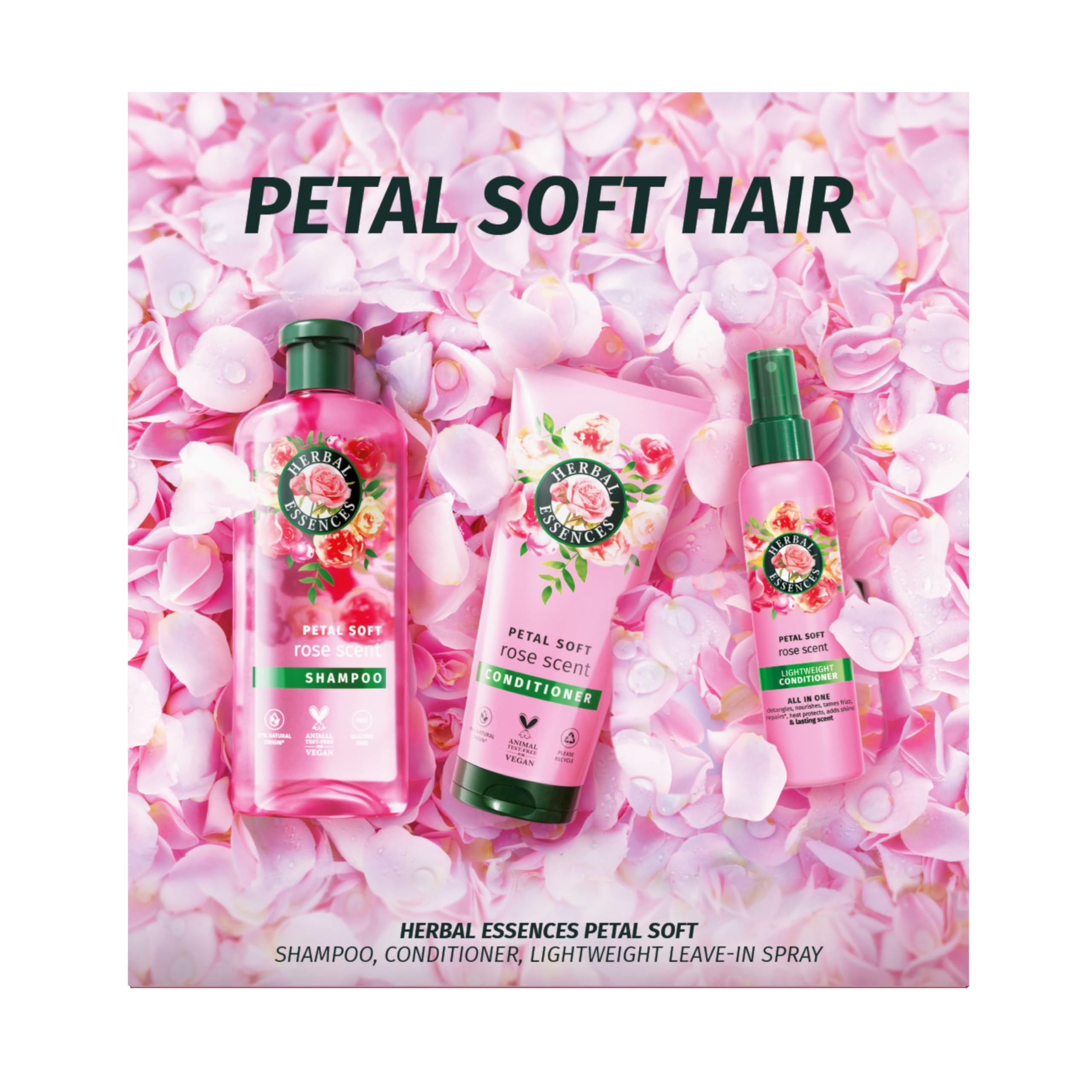 Herbal Essences Rose Scent Petal Soft Giftset: Shampoo, Conditioner & Leave-In