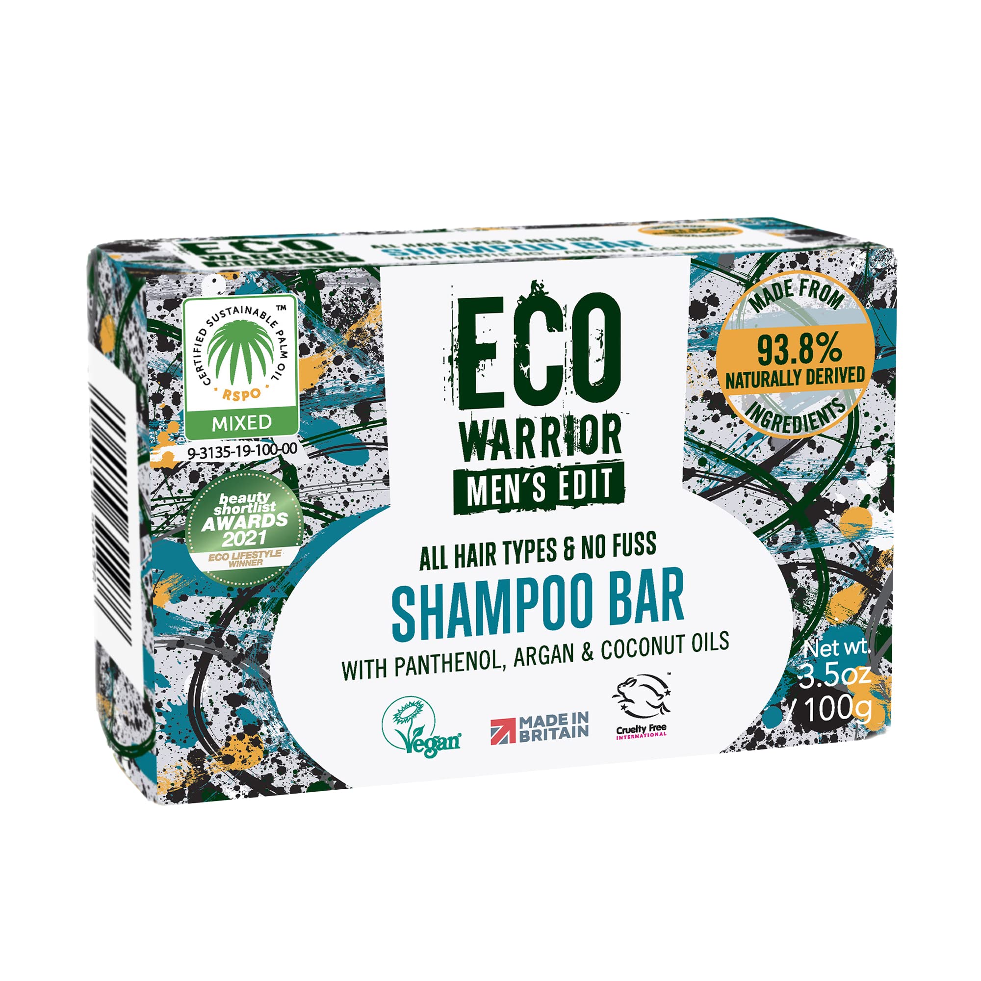 Eco Warrior Men’s Edit Shampoo Bar 100g | Natural, Vegan, Argan & Coconut Oils