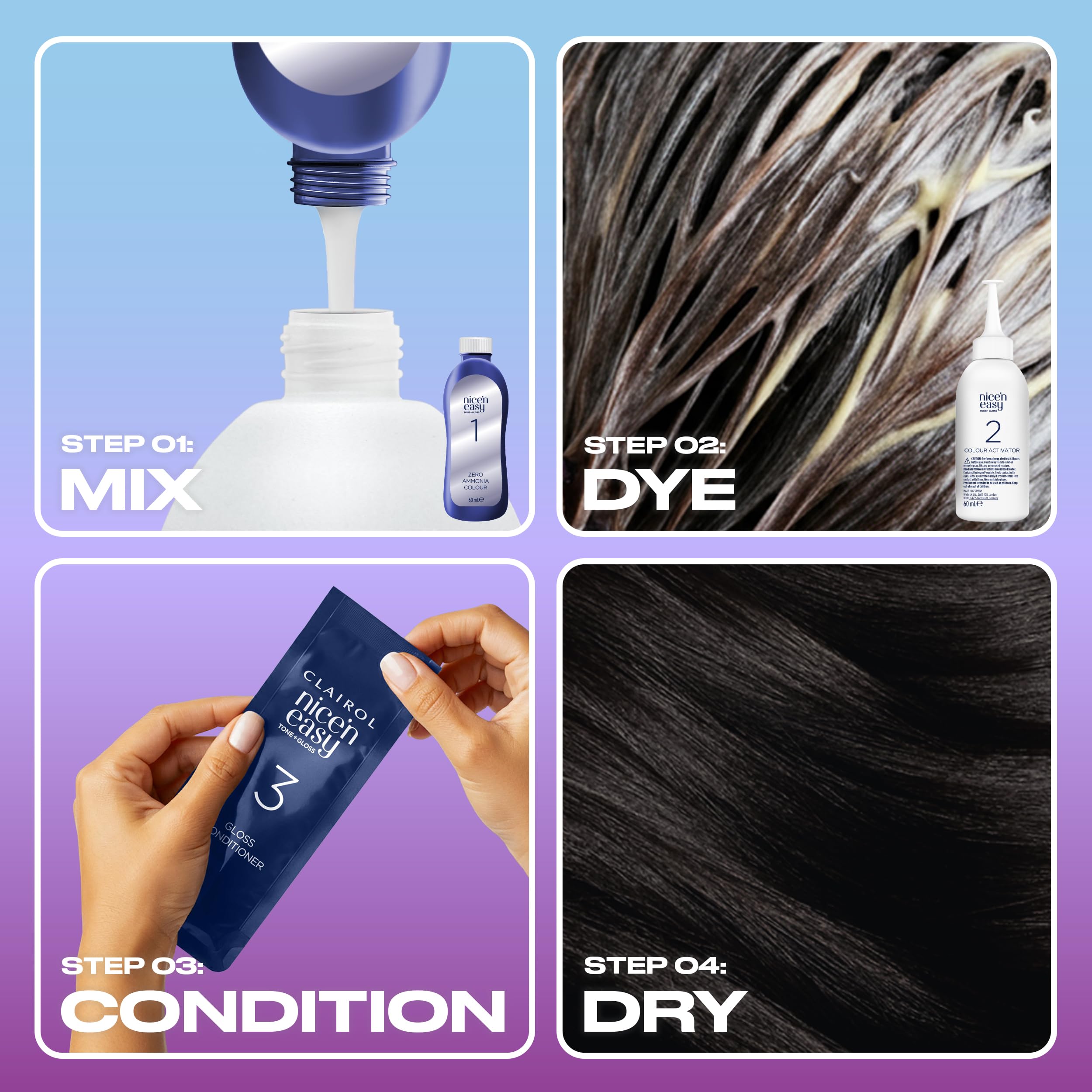 Clairol Nice'n Easy Tone+Gloss Semi-permanente Haarfarbe - 200/83 Schwarz 5