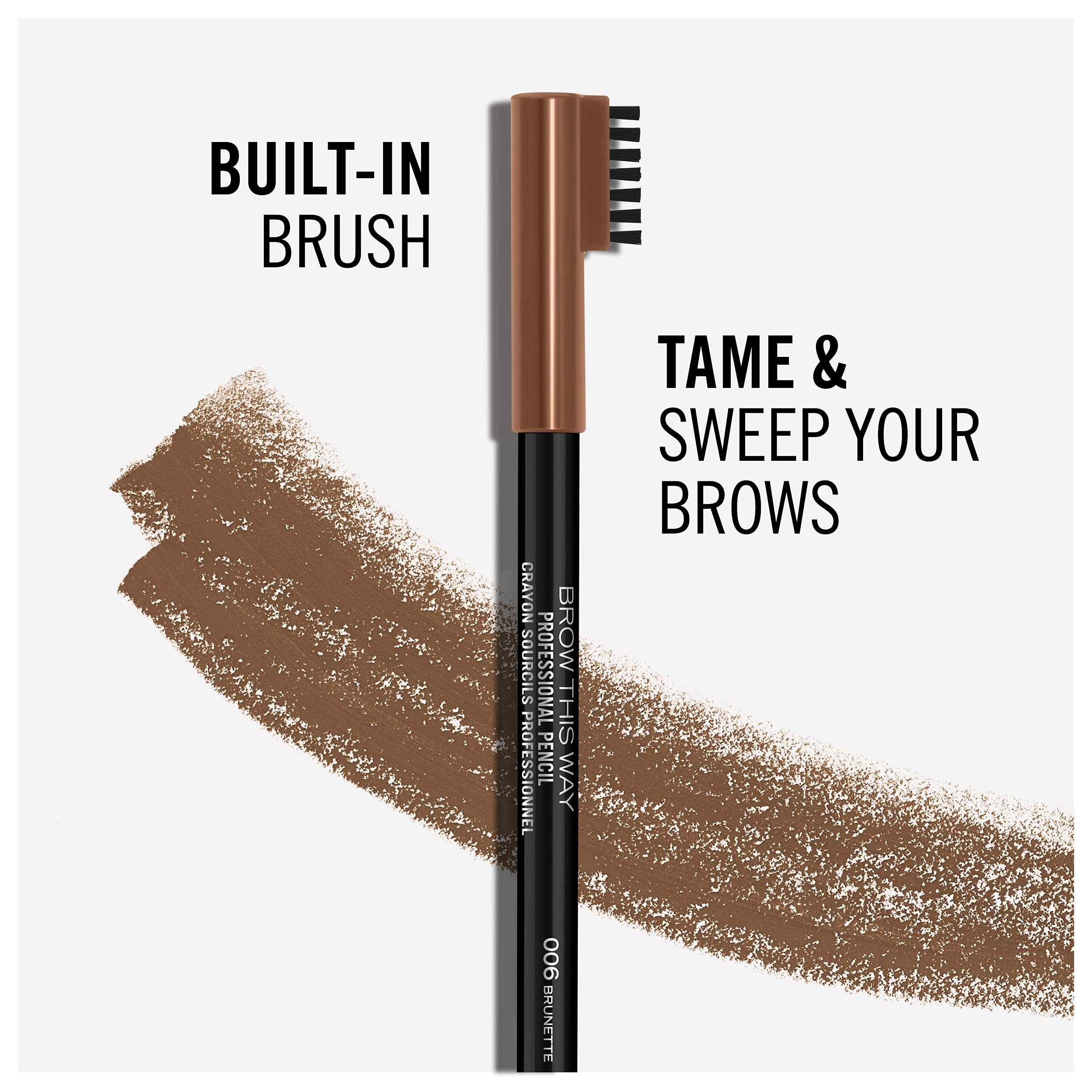 Rimmel London Brow This Way Professional Pencil - 006 Brunette Eyebrow Definer with Built-in Brush 5