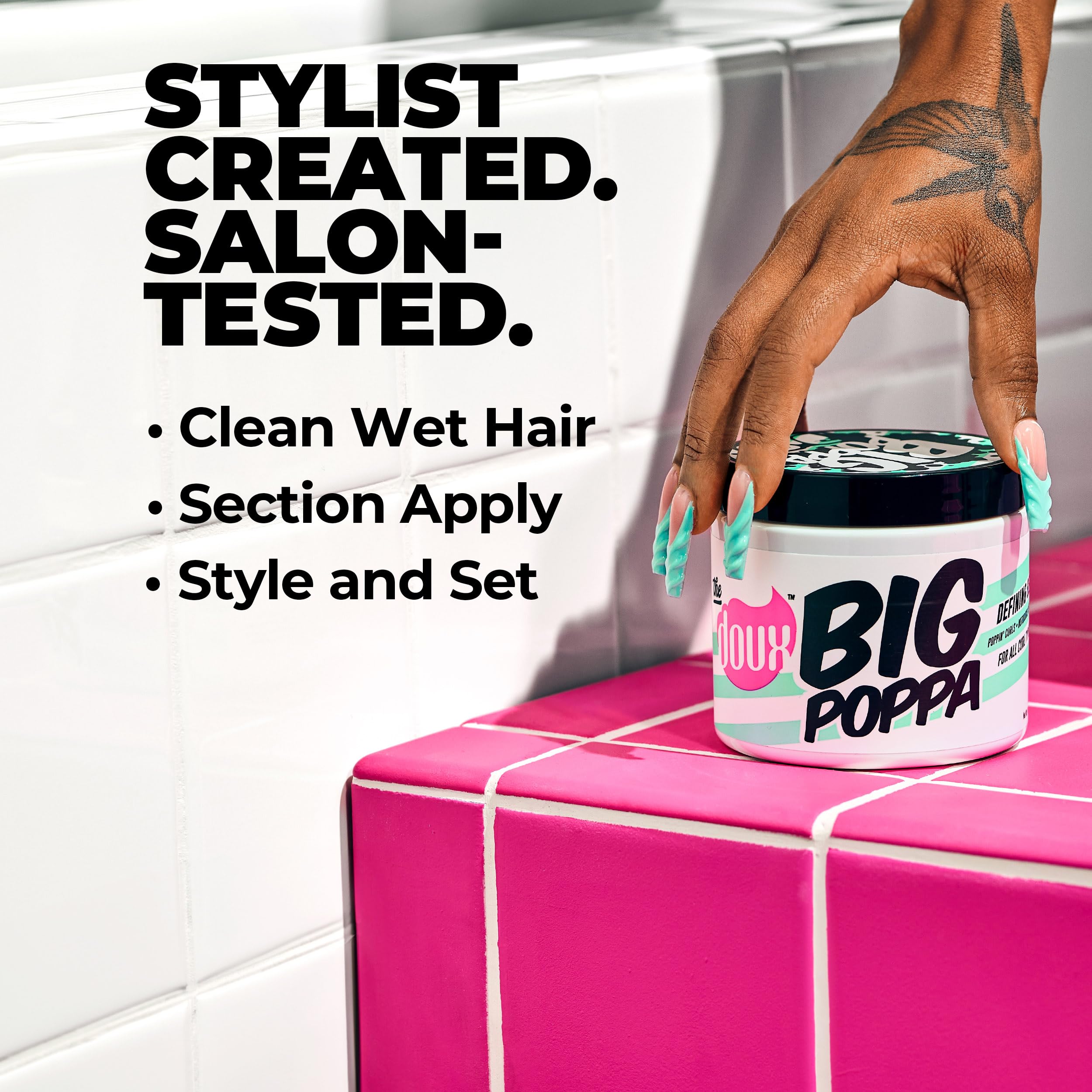 The Doux Big Poppa Defining Hair Gel for All Curl Types, Strong Hold & Frizz-Free 4