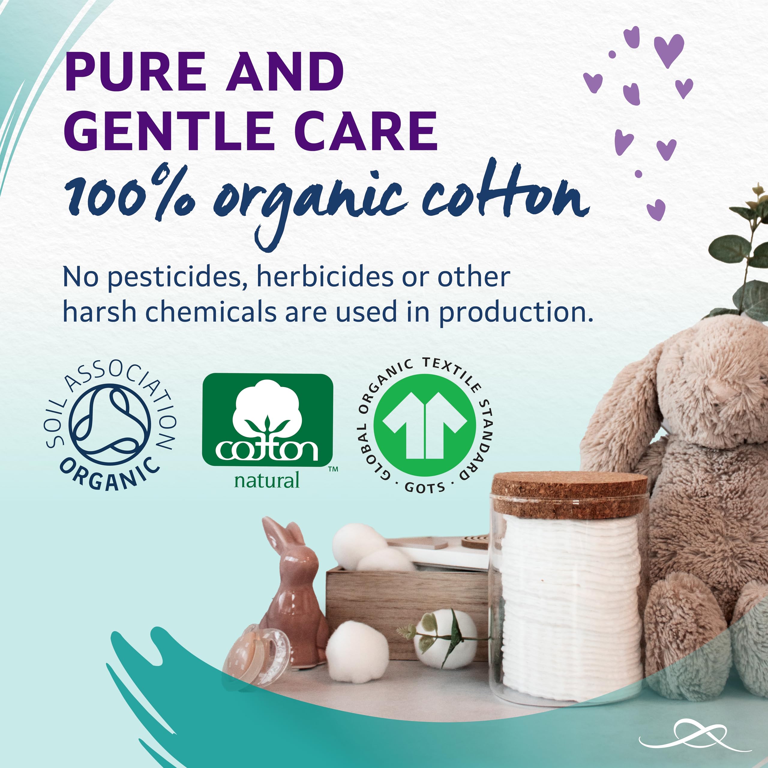 Lil-Lets Baby Cotton Wool Oval Pads, 250 Pack (5 x 50 Ovals), GOTS Certified Organic 4