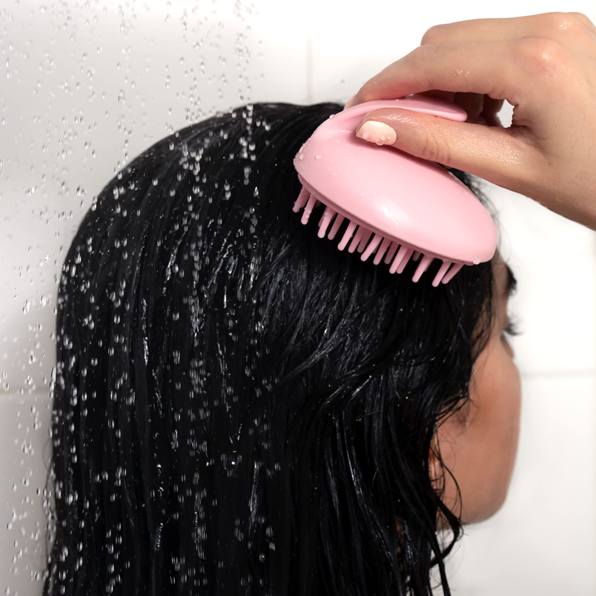 Brushworks Scalp Massaging Brush (Pink) – Flexible Bristle Scalp Scrubber for Deep Cleanse 5