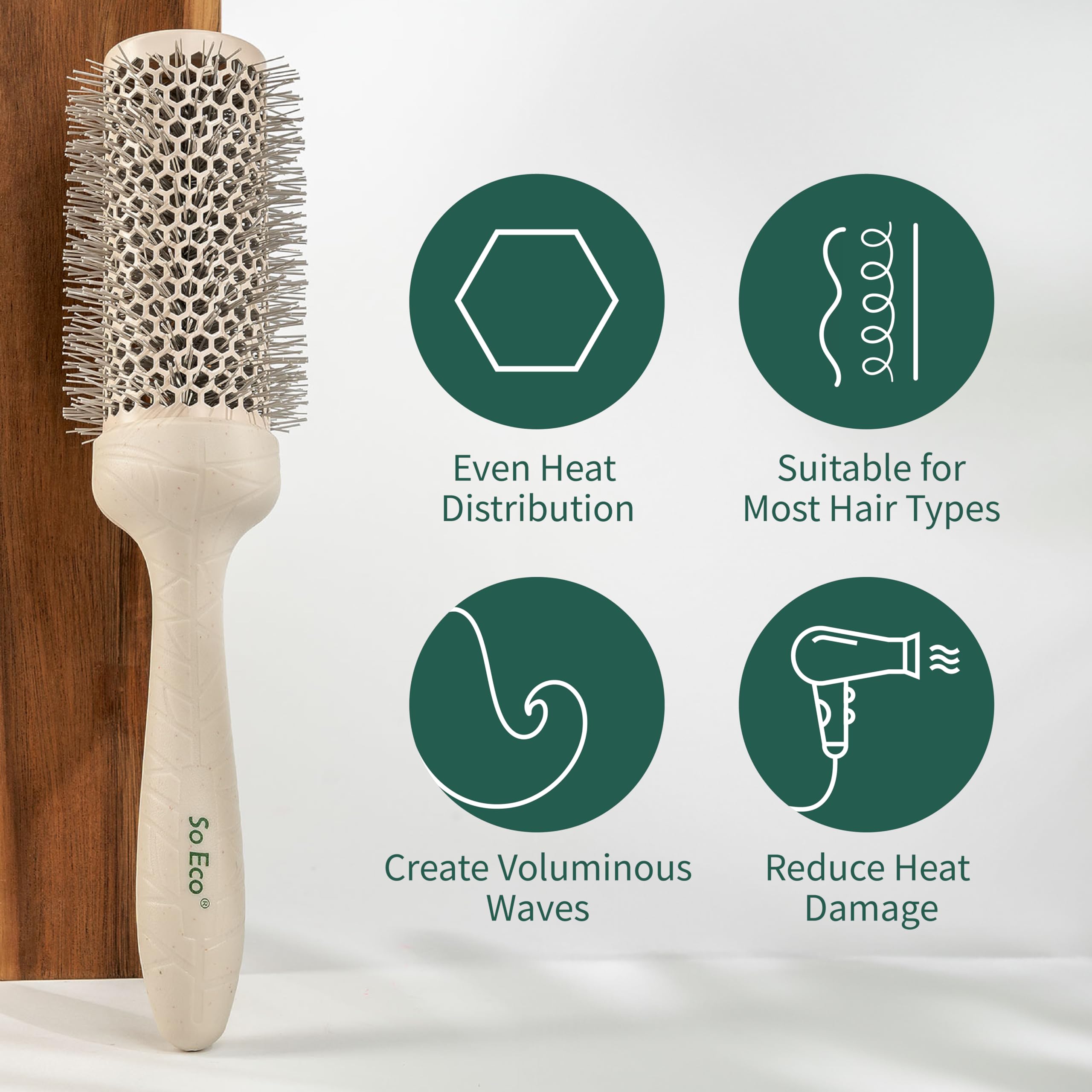 So Eco Medium 43mm Thermo Ceramic Round Brush for Volumising & Sleek Styling 4