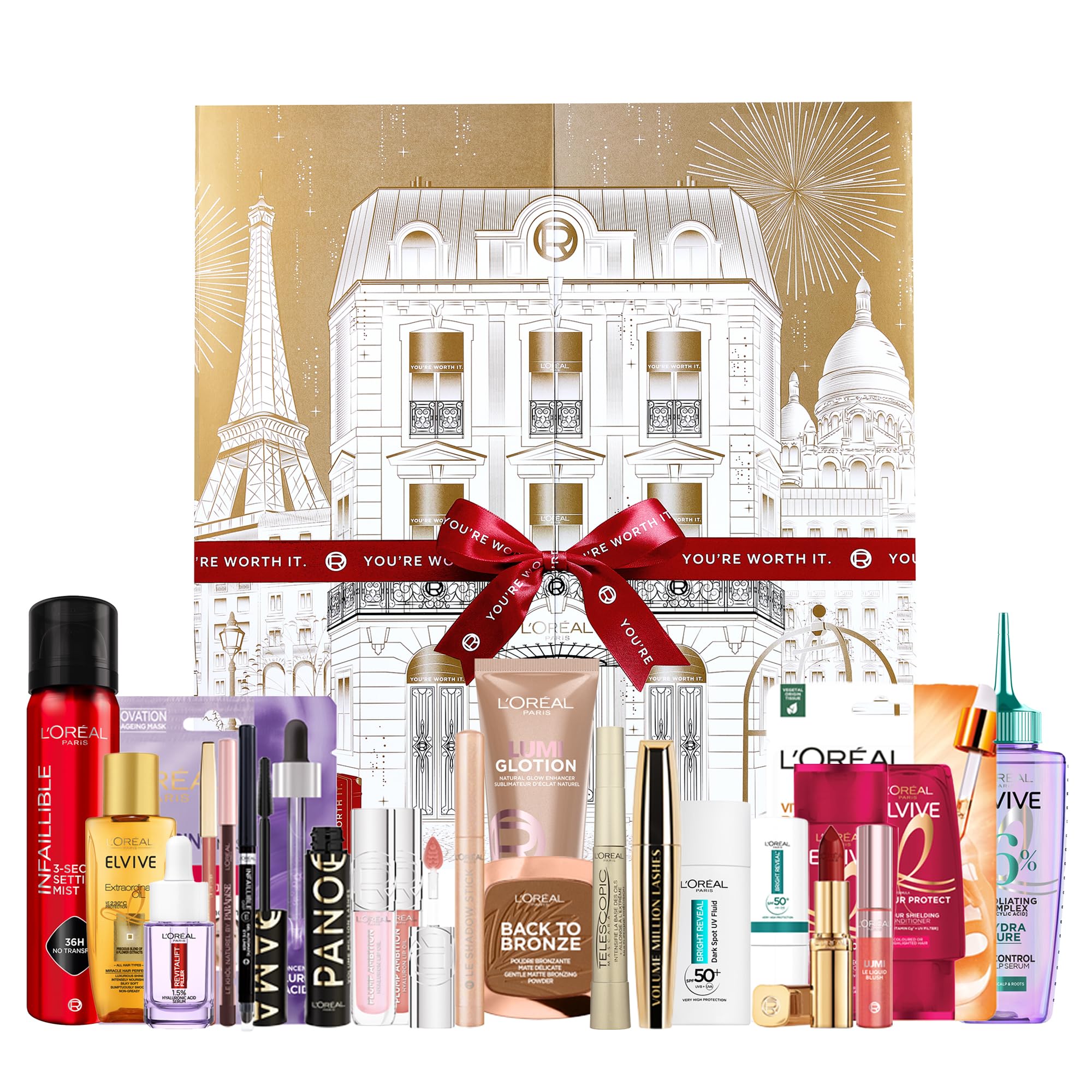 L'Oréal Paris 24-Day Advent Calendar Gift Set: Iconic Makeup, Skincare & Haircare