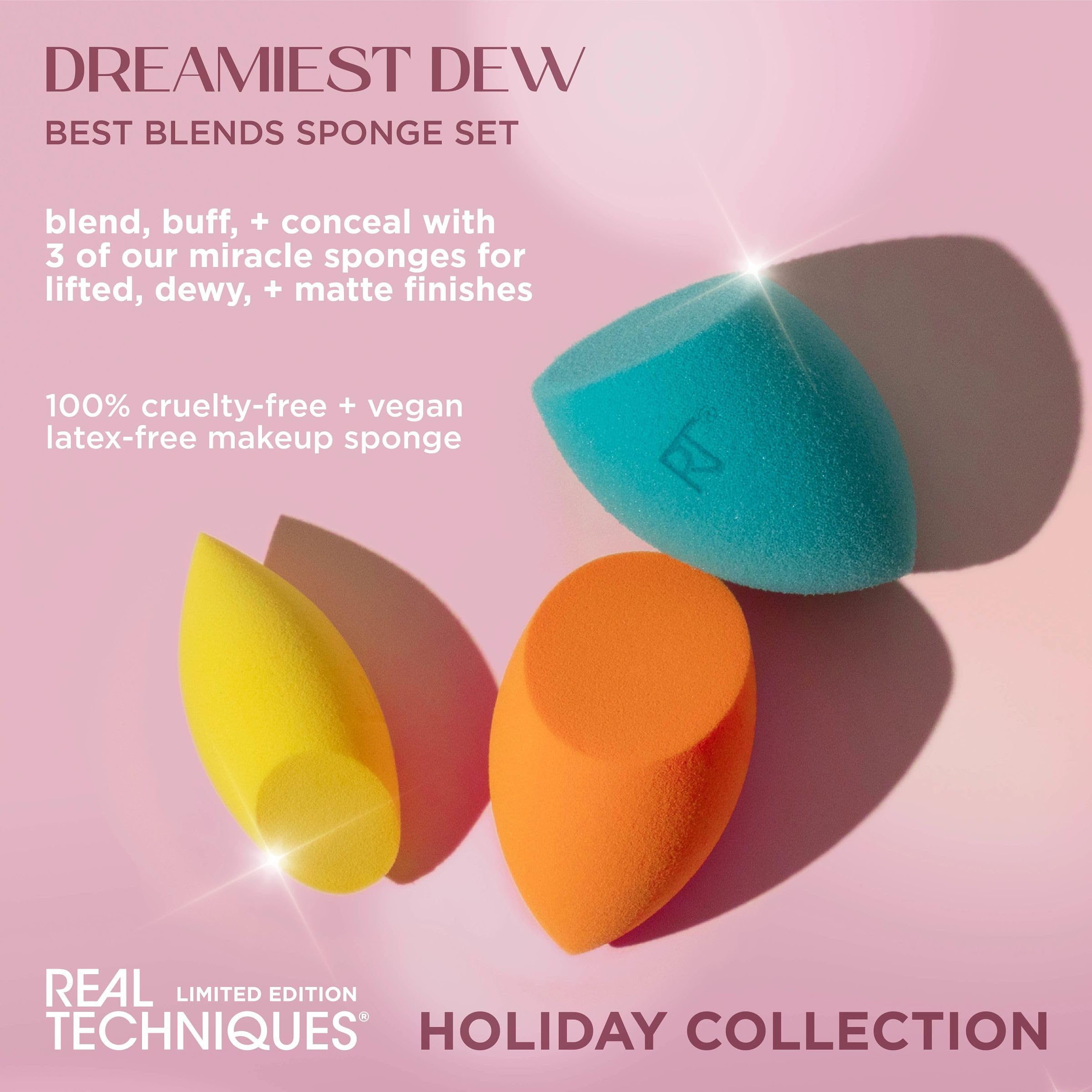Real Techniques Dreamiest Dew Best Blends Sponge Kit, 3 Piece Limited Edition Set