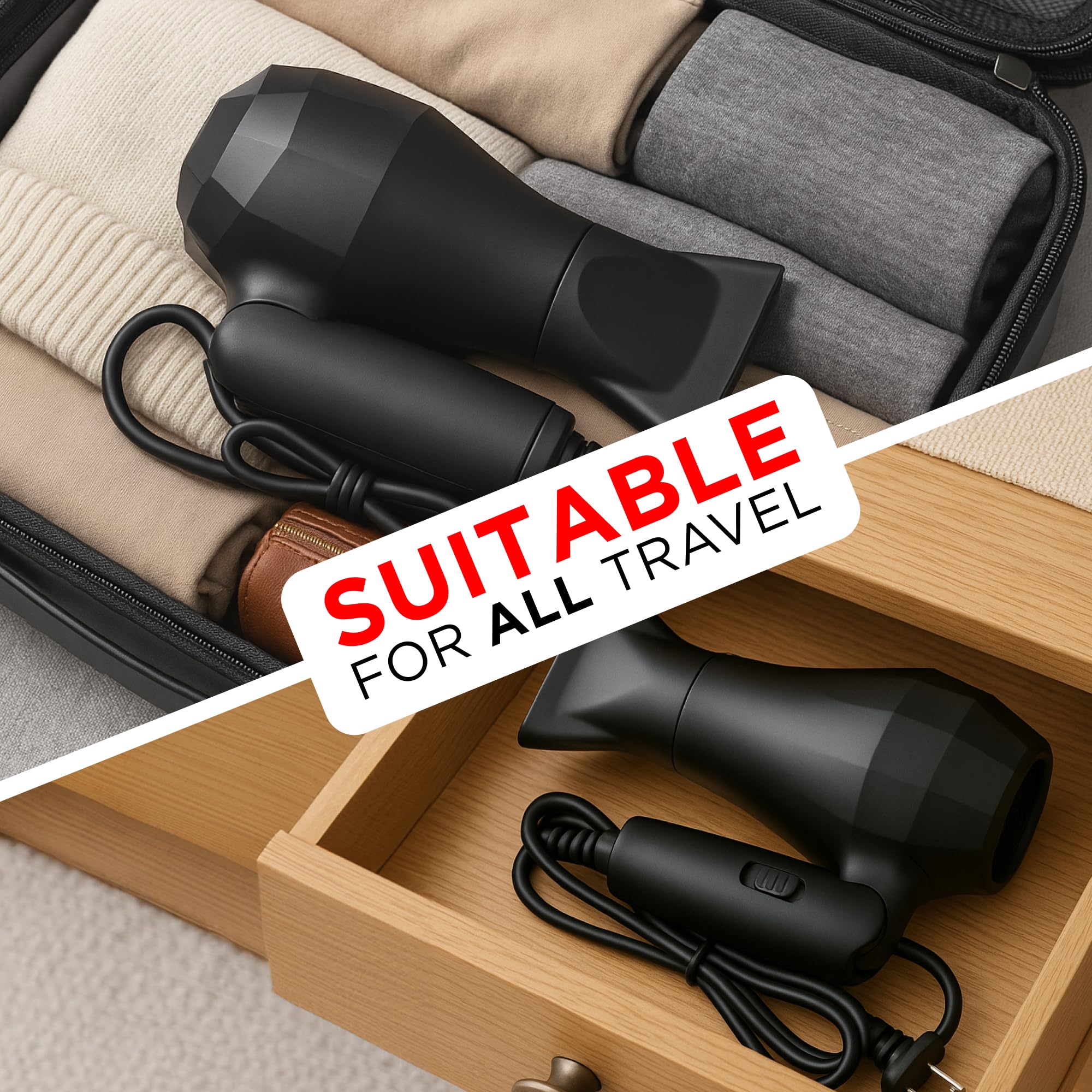 IONOS Reisehaartrockner mit Status Styling Technologie – 1000 W, 2 Geschwindigkeitsstufen, D 5