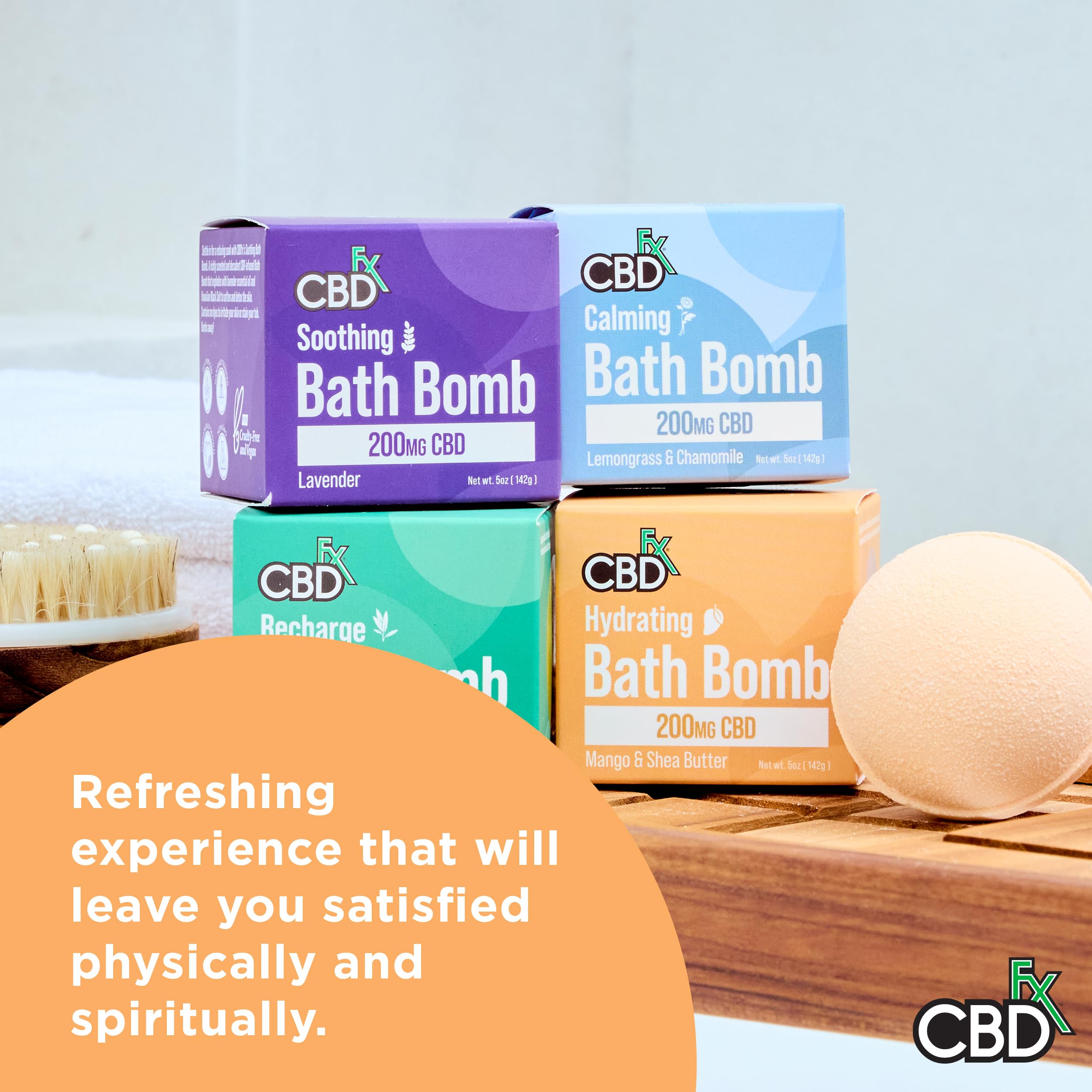 CBDfx Hochdosierte 200mg CBD Feuchtigkeitsspendende Badebombe - Mango &amp; Sheabutter 5