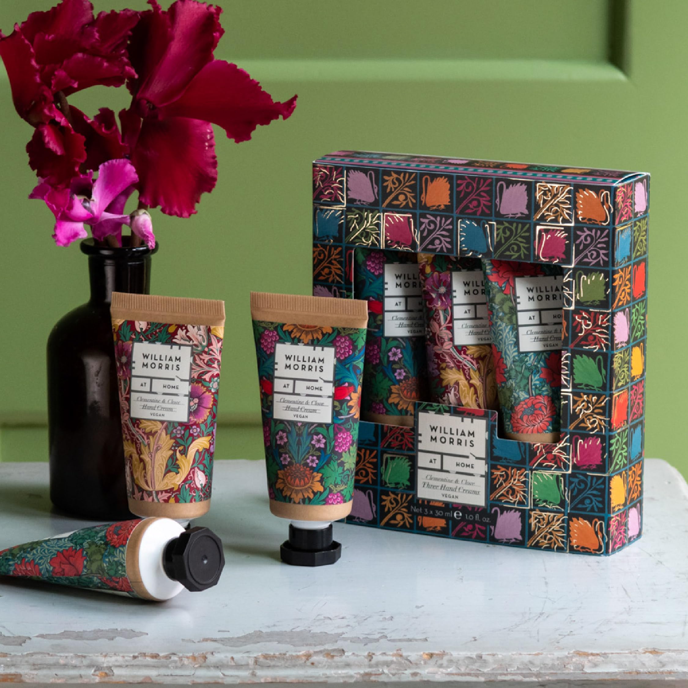 William Morris At Home Hand Cream Trio 3x 30ml with Shea Butter, Clove & Clementine