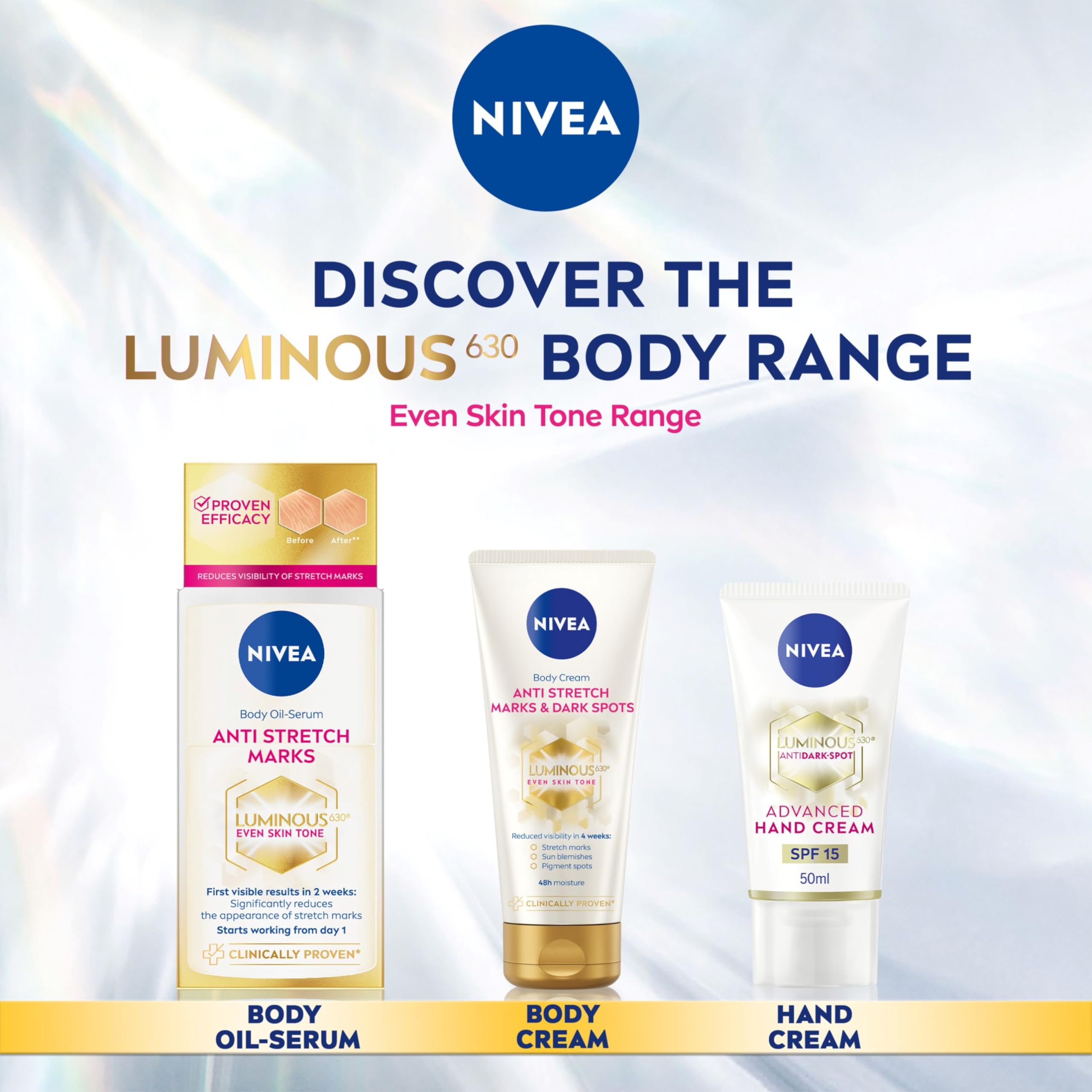 NIVEA Luminous 630 Body Oil Serum Anti Stretch Marks for Even Skin Tone (100ml) 9