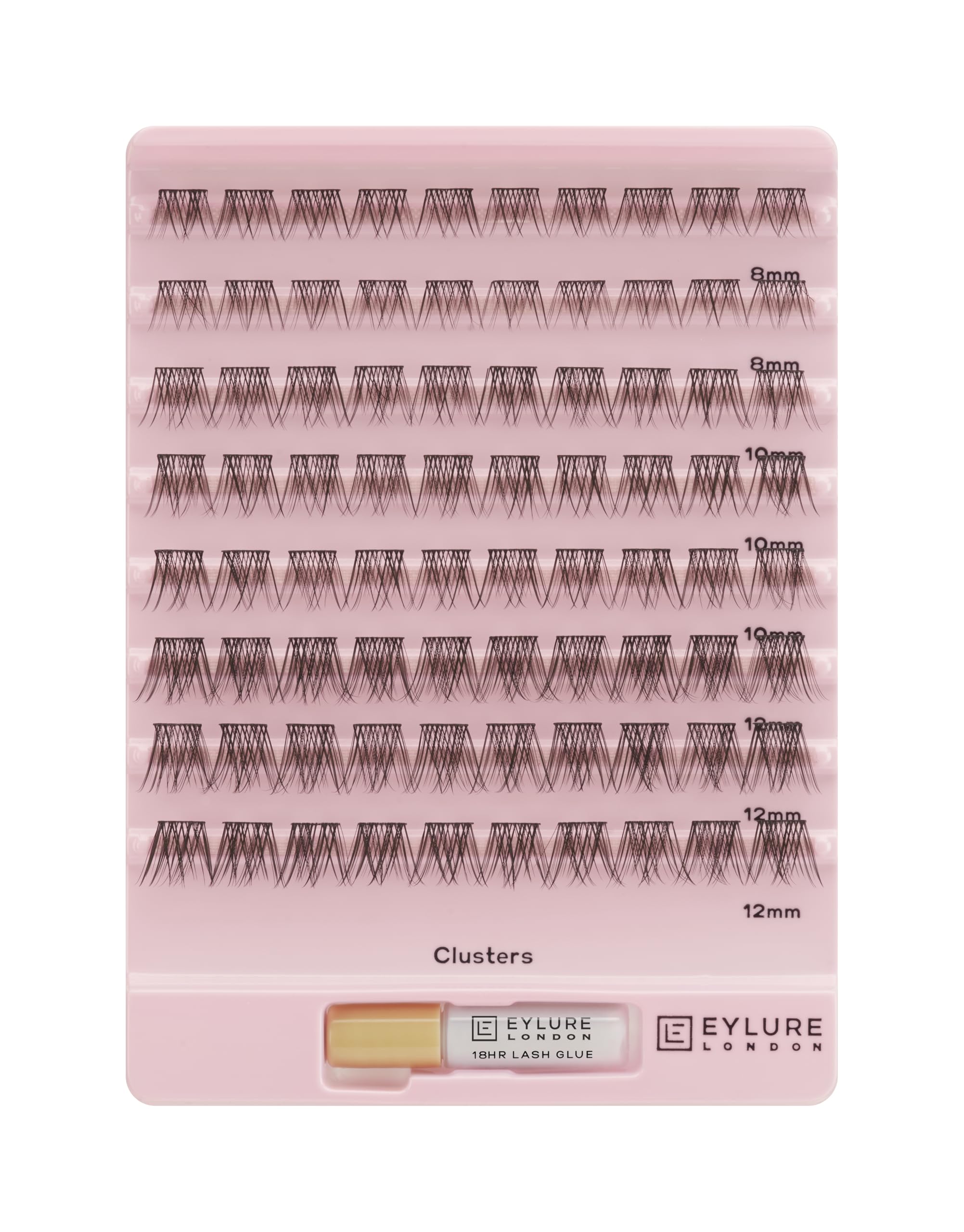 Eylure Lash Board Clusters Multipack False Lashes with Latex-Free Glue (8mm, 10mm, 12mm)
