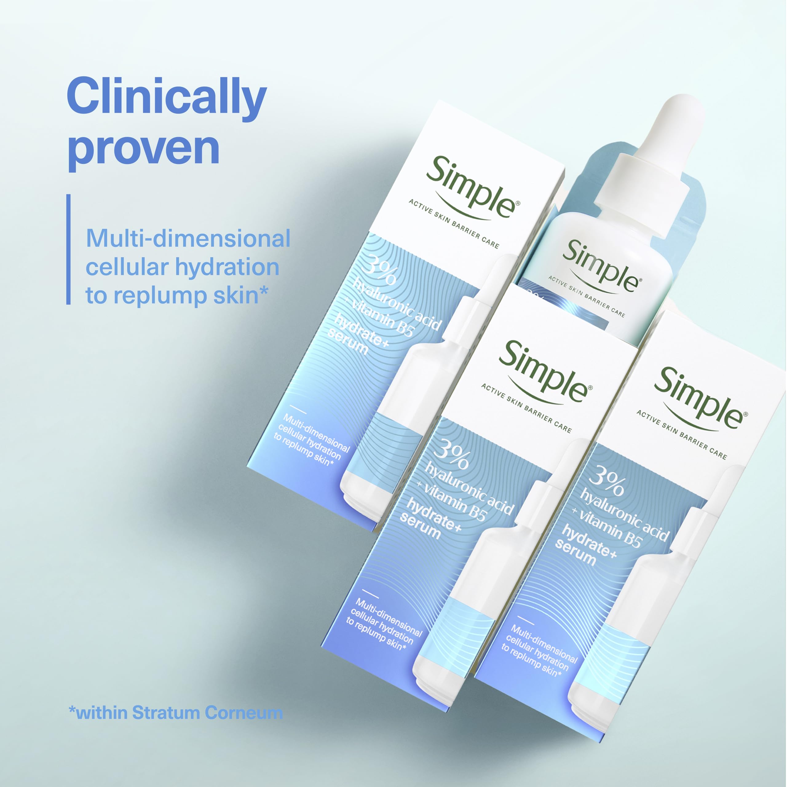 Simple Hydrate+ 3% Hyaluronic Acid + Vitamin B5 Serum for Advanced Cellular Hydration 3