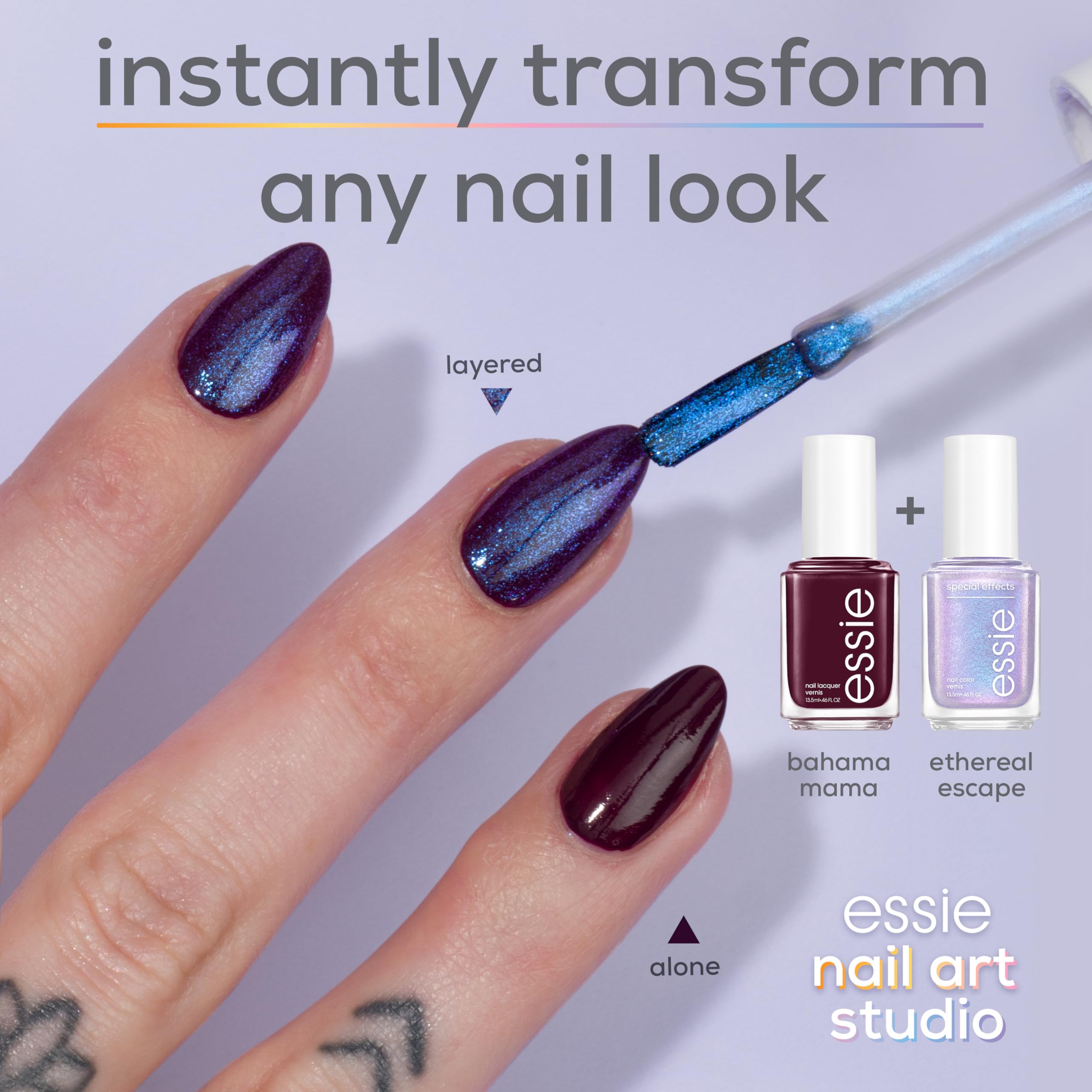 Essie Nail Polish Topcoat, Ethereal Escape, Vegan Formula, Pearl & Holographic Special Effects 4
