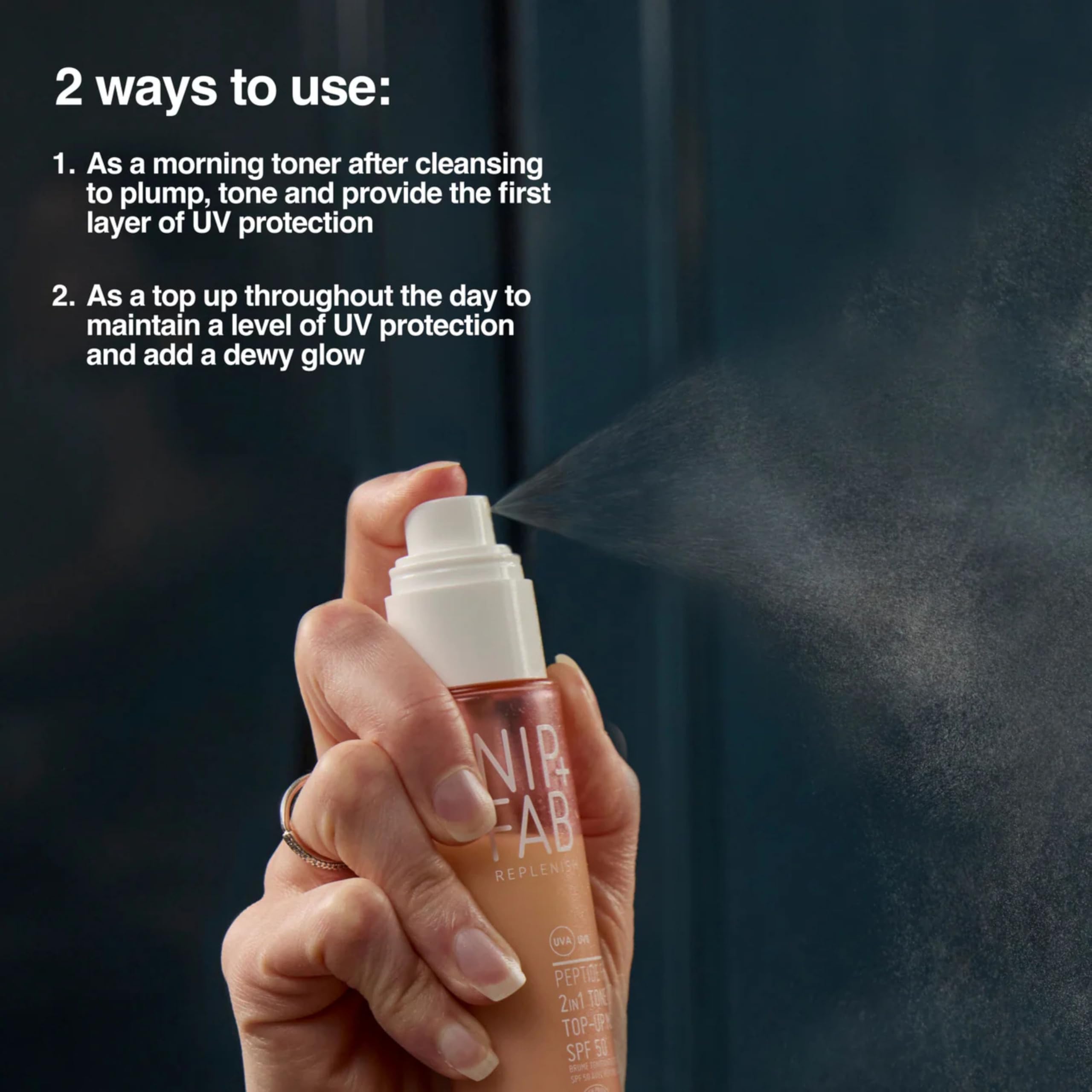 Nip+Fab Peptide Fix 2-in-1 Tone & Top-Up Mist with SPF 50