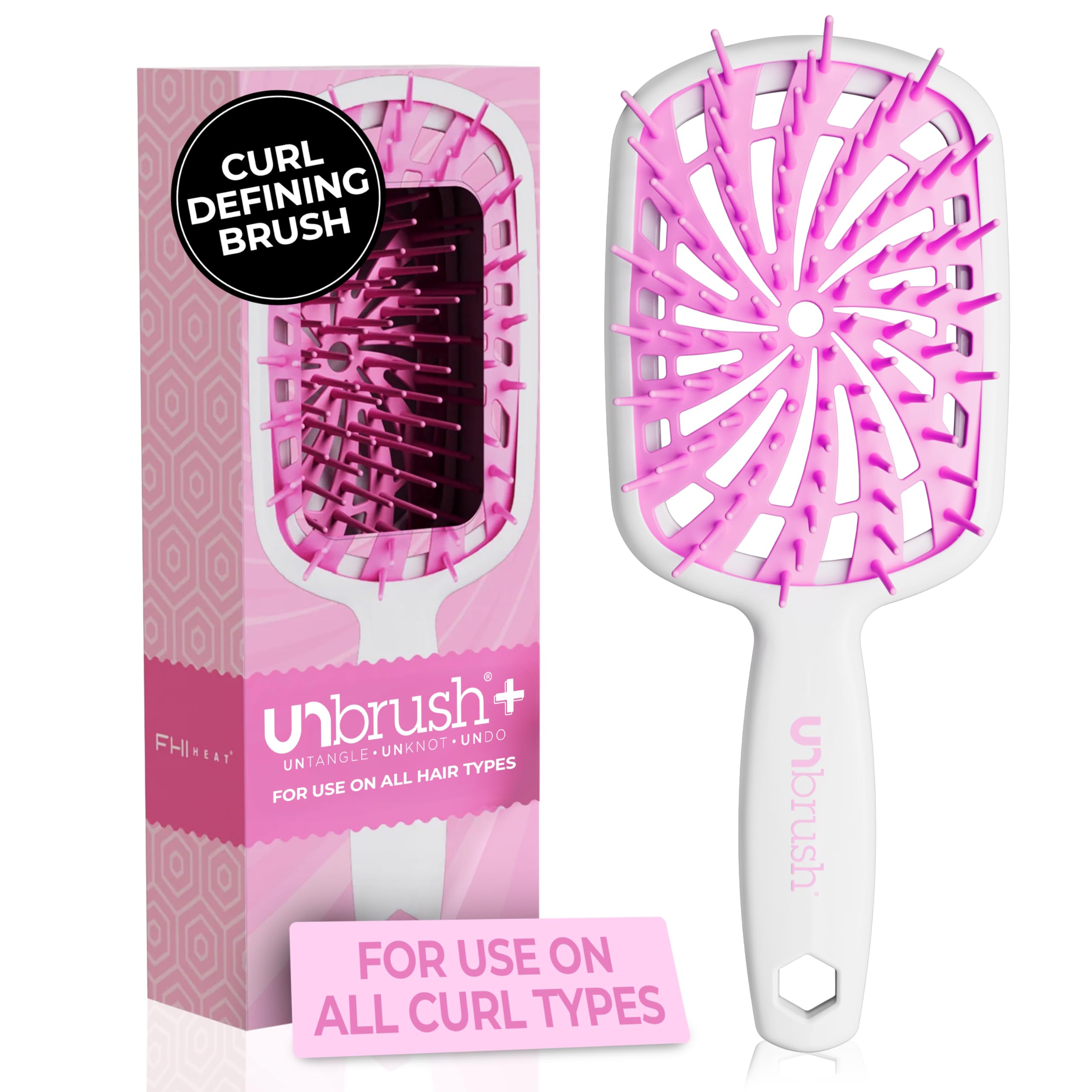 FHI Heat UNbrush Plus Detangling Brush for Gentle Use on Wet or Dry Fine, Fragile, Curly Hair
