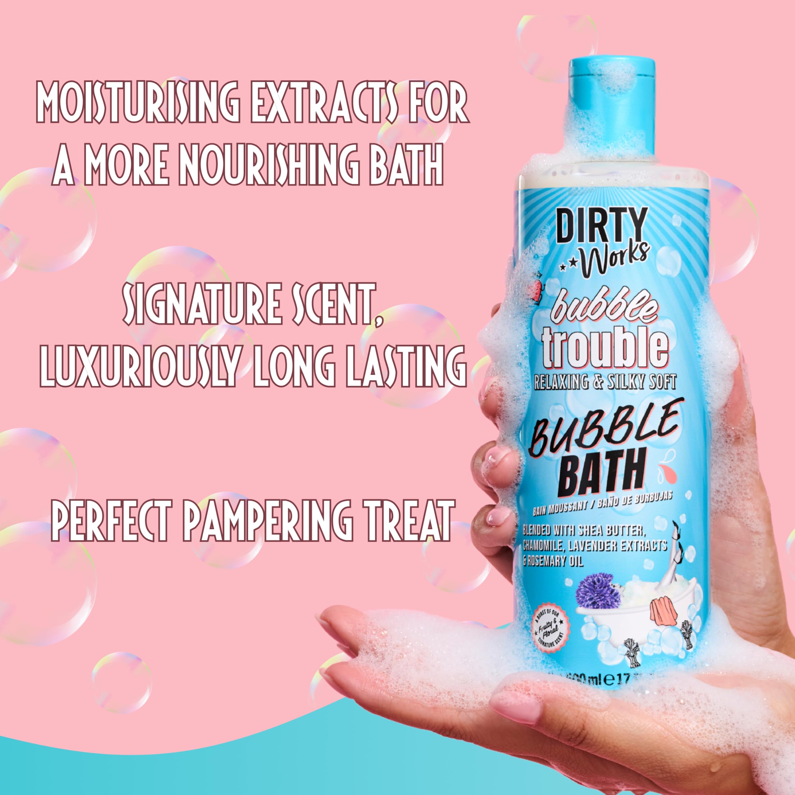 Dirty Works Bubble Trouble Bubble Bath 500ml – Creamy, Nourishing Soak with Shea Butter & Signature Scent